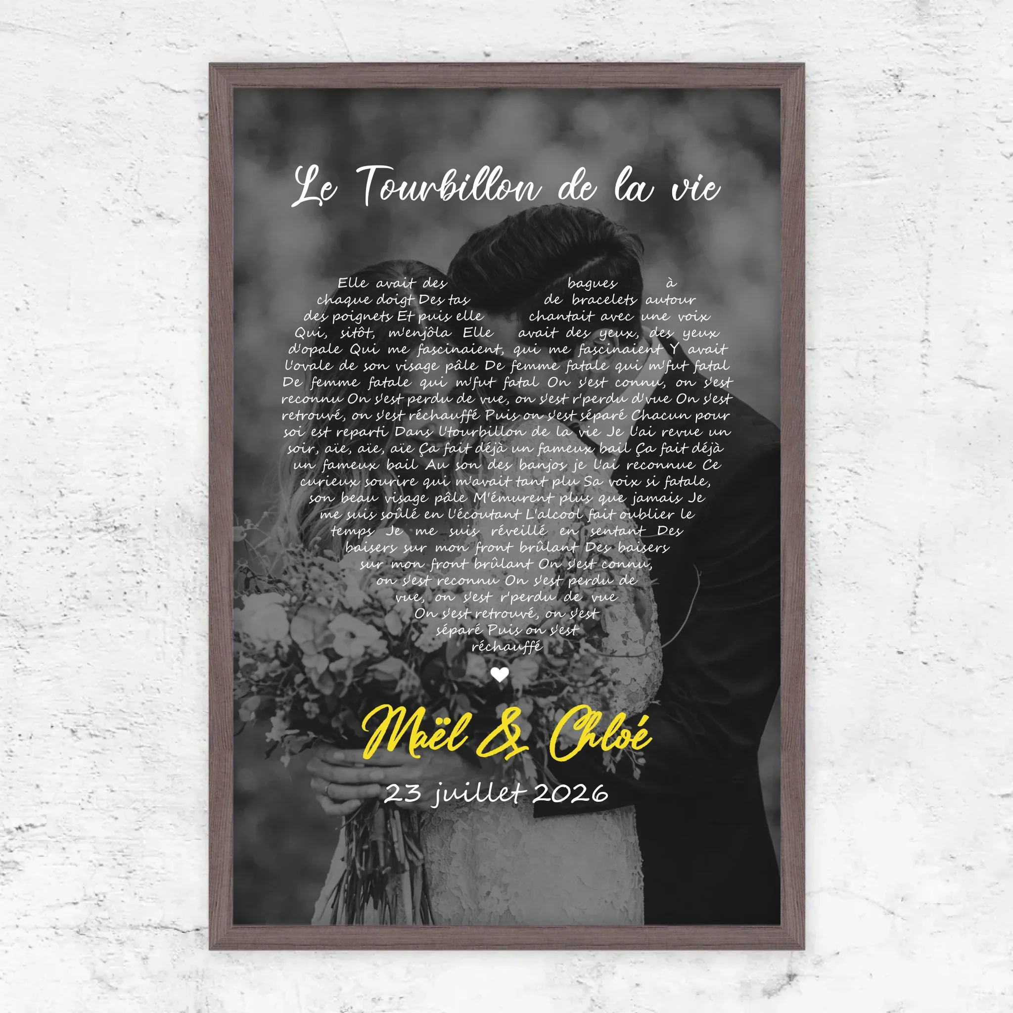 Poster personnalisé – Paroles de chanson en noir et blanc en forme de cœur-Vertical - Image 9