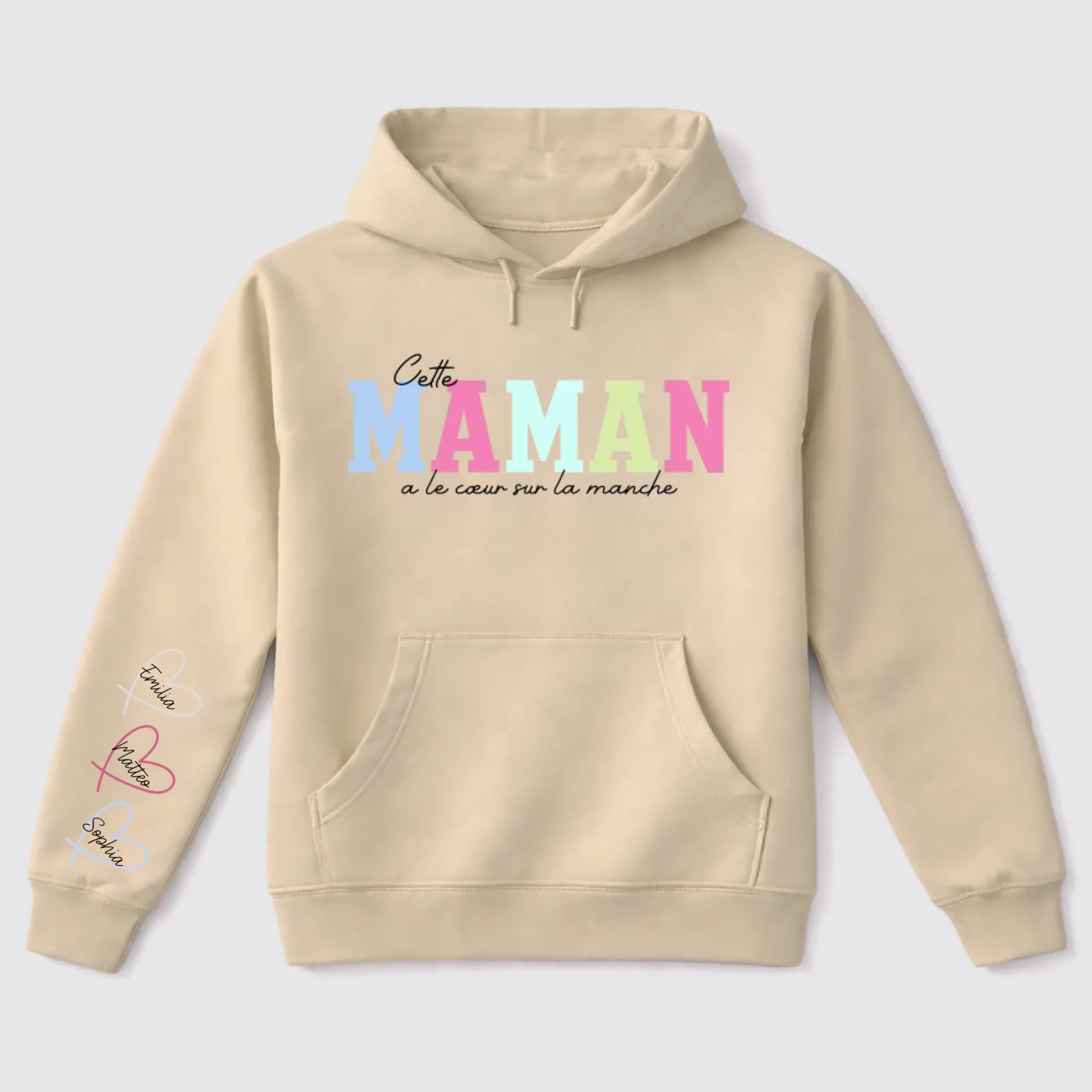 Sweat à capuche personnalisé – Porte ton cœur sur la manche pour maman - Image 5
