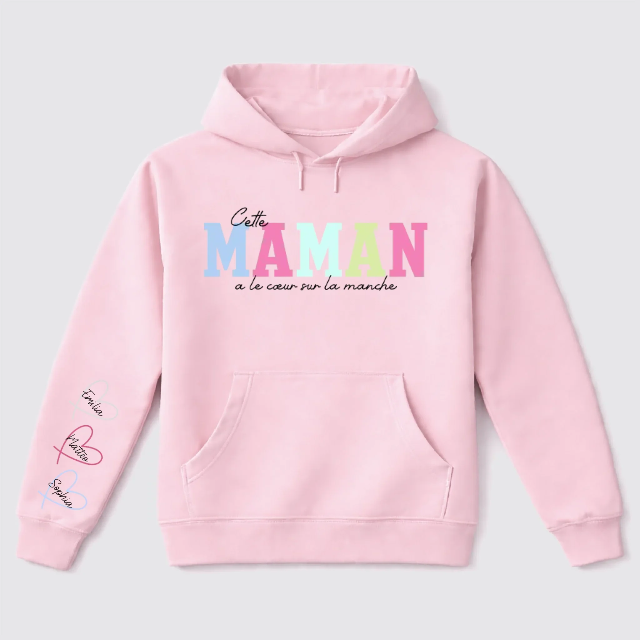 Sweat à capuche personnalisé – Porte ton cœur sur la manche pour maman - Image 6