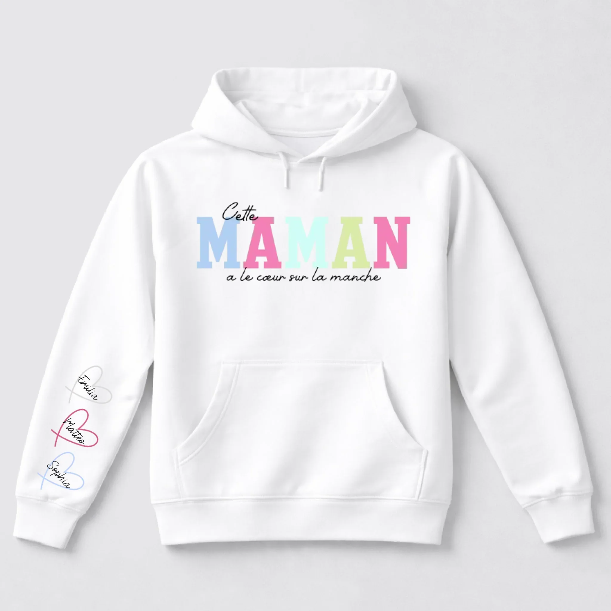 Sweat à capuche personnalisé – Porte ton cœur sur la manche pour maman - Image 7