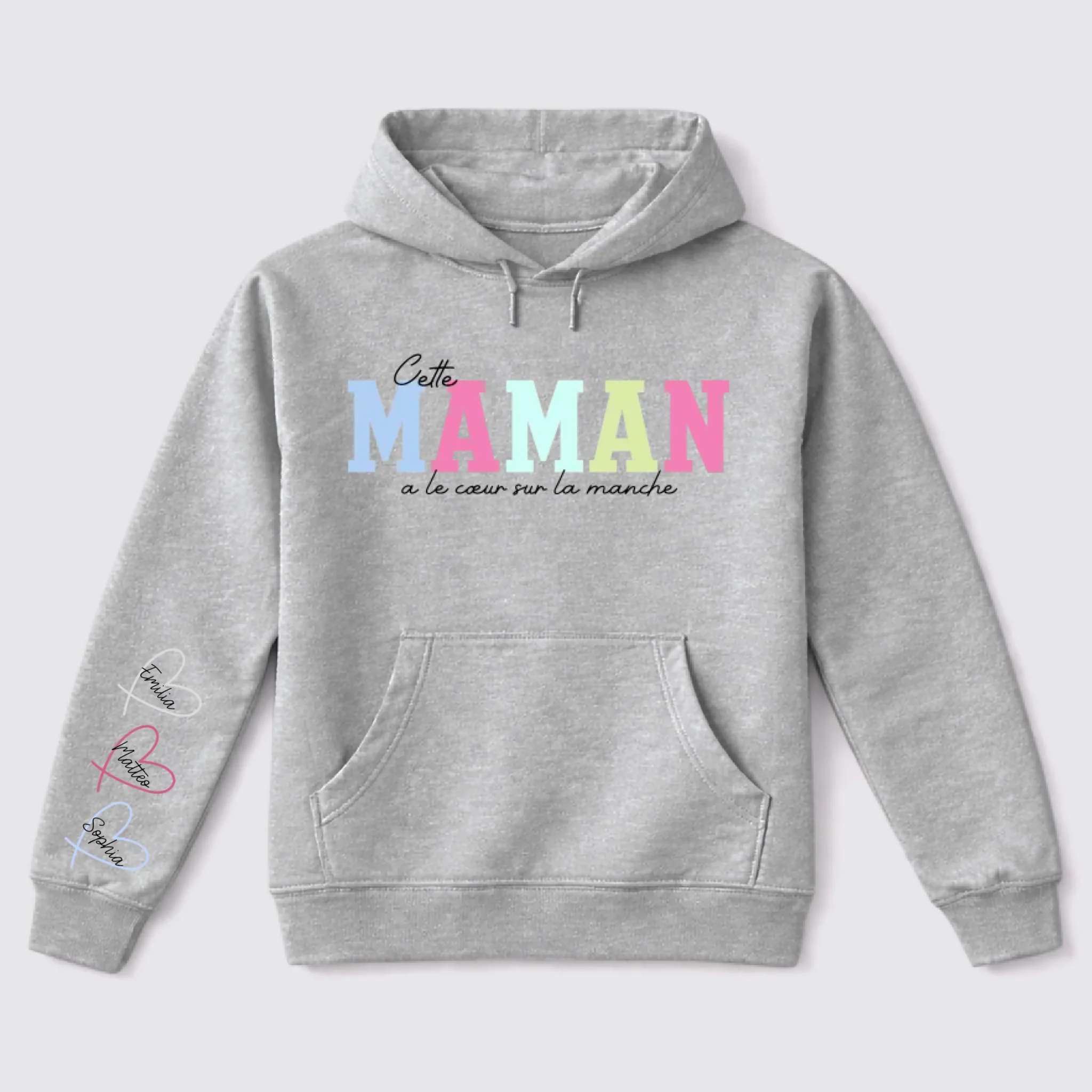Sweat à capuche personnalisé – Porte ton cœur sur la manche pour maman - Image 8