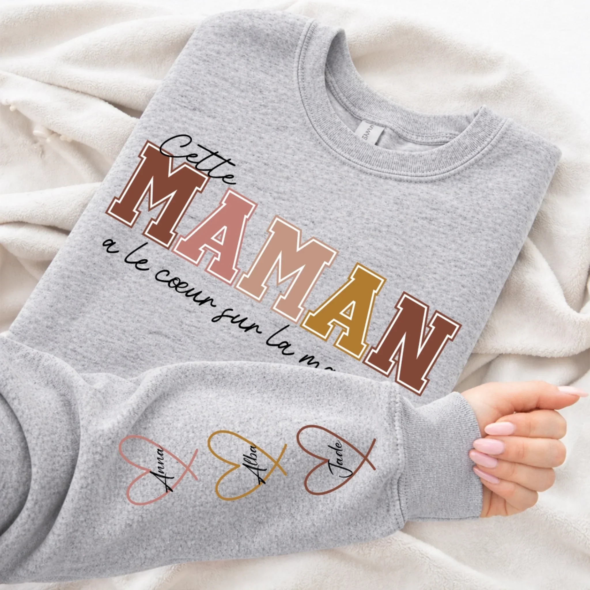 Sweat-shirt personnalisé – Porter son cœur sur la manche – pour maman et mamie - Image 3
