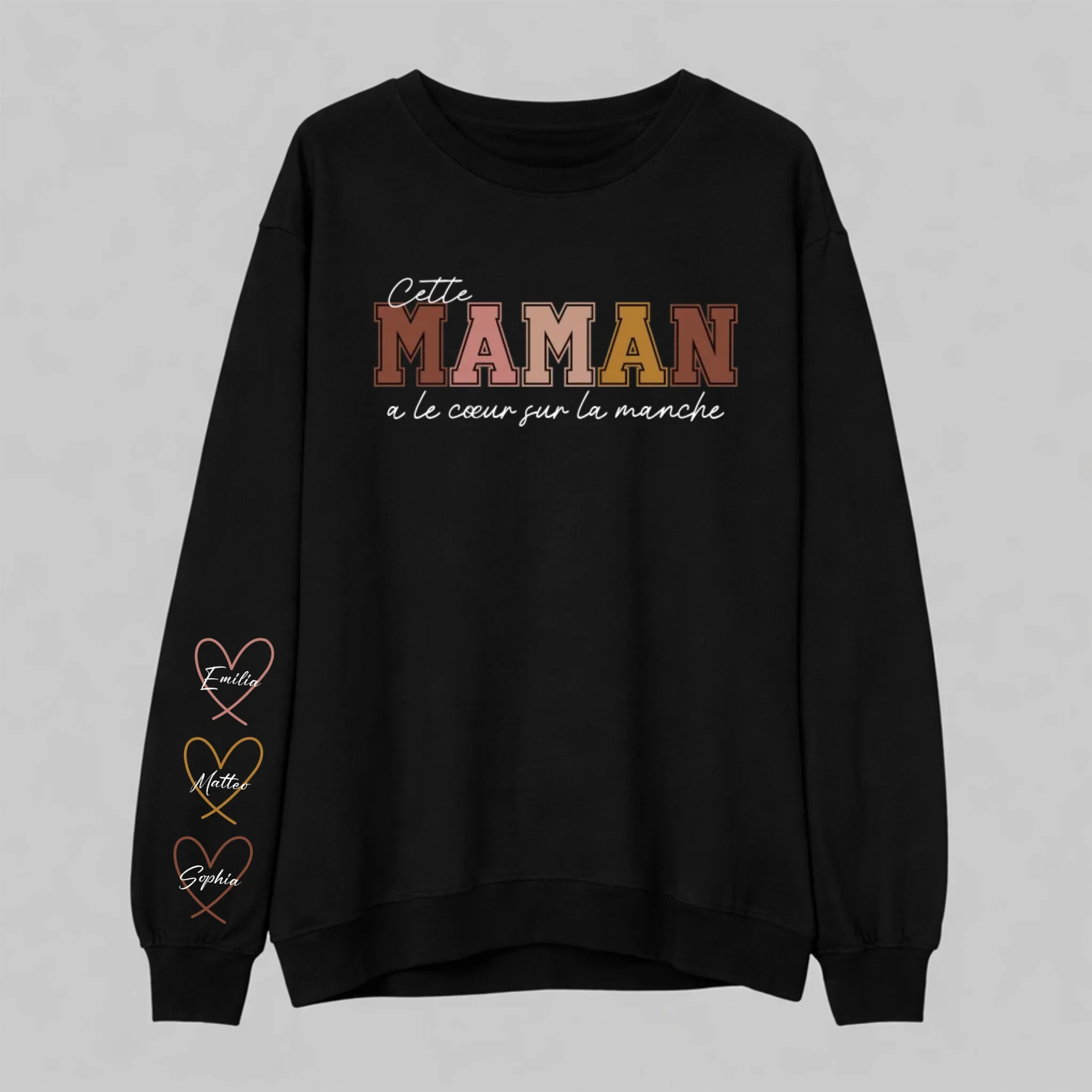 Sweat-shirt personnalisé – Porter son cœur sur la manche – pour maman et mamie - Image 4
