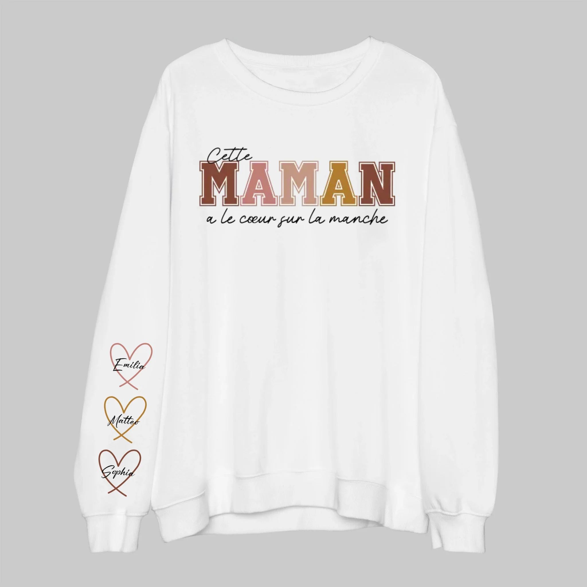 Sweat-shirt personnalisé – Porter son cœur sur la manche – pour maman et mamie - Image 5