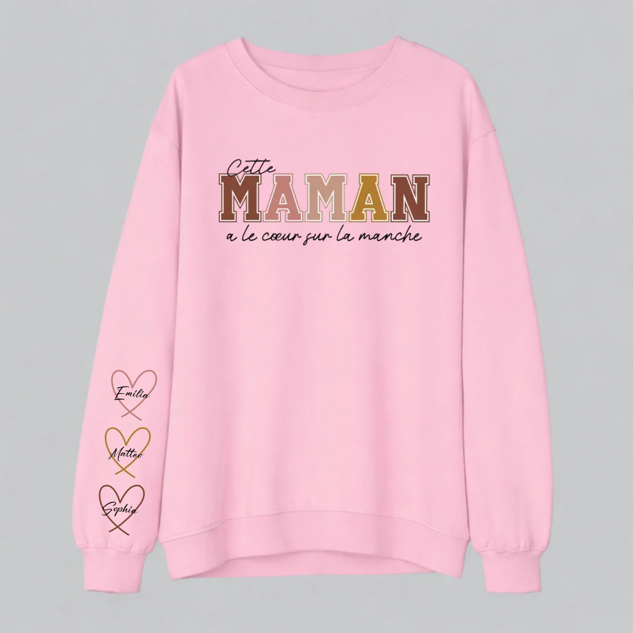 Sweat-shirt personnalisé – Porter son cœur sur la manche – pour maman et mamie - Image 6