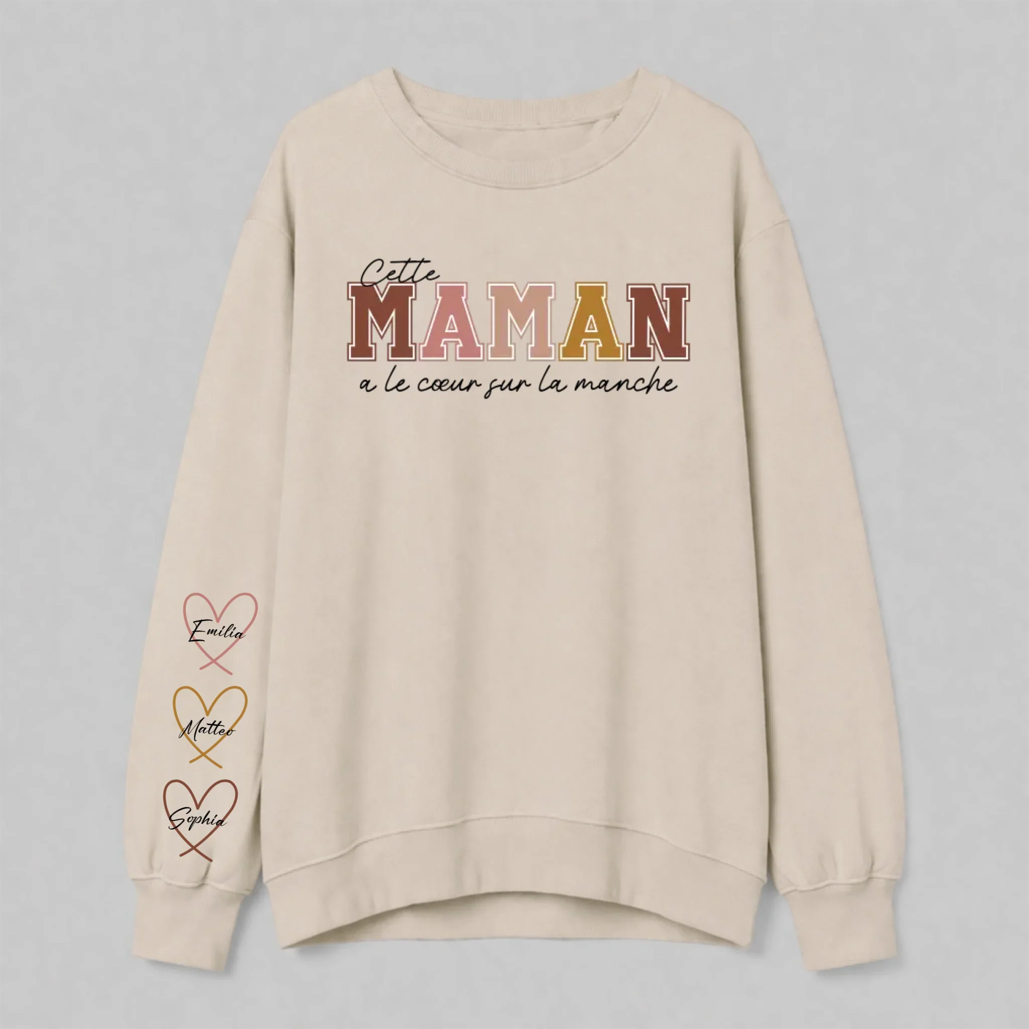 Sweat-shirt personnalisé – Porter son cœur sur la manche – pour maman et mamie - Image 7