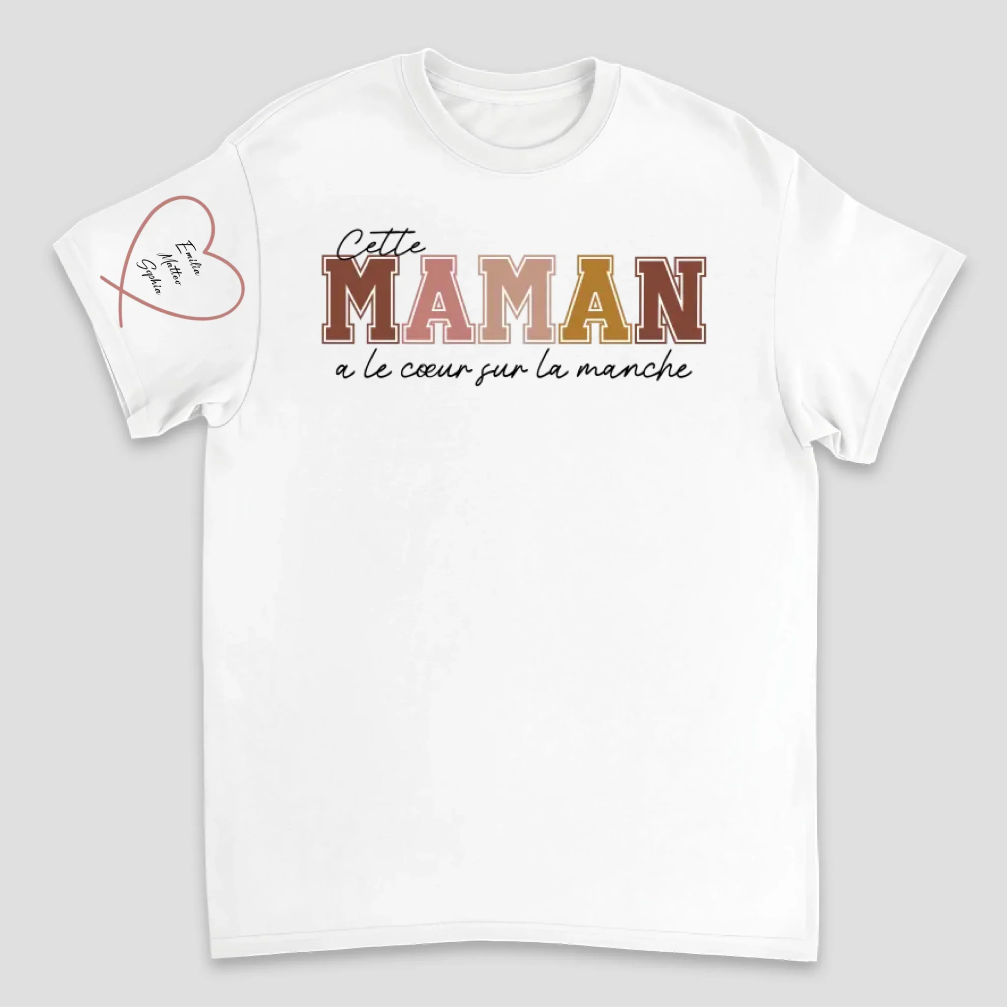 T-shirt personnalisé – Porter son cœur sur la manche – pour maman et mamie - Image 4