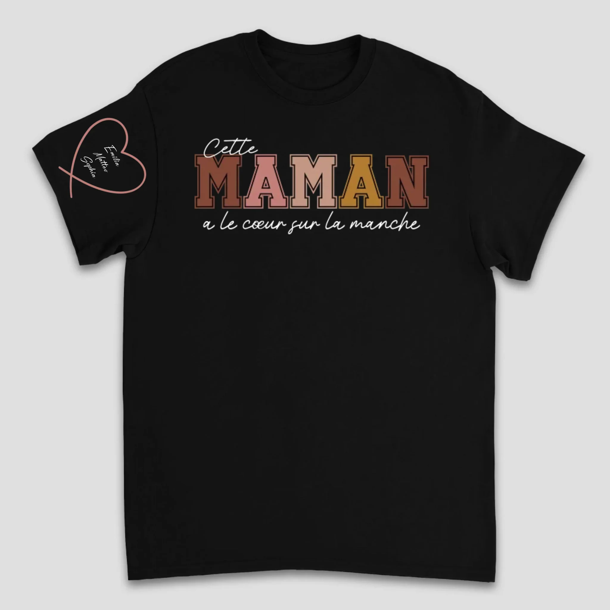 T-shirt personnalisé – Porter son cœur sur la manche – pour maman et mamie - Image 7