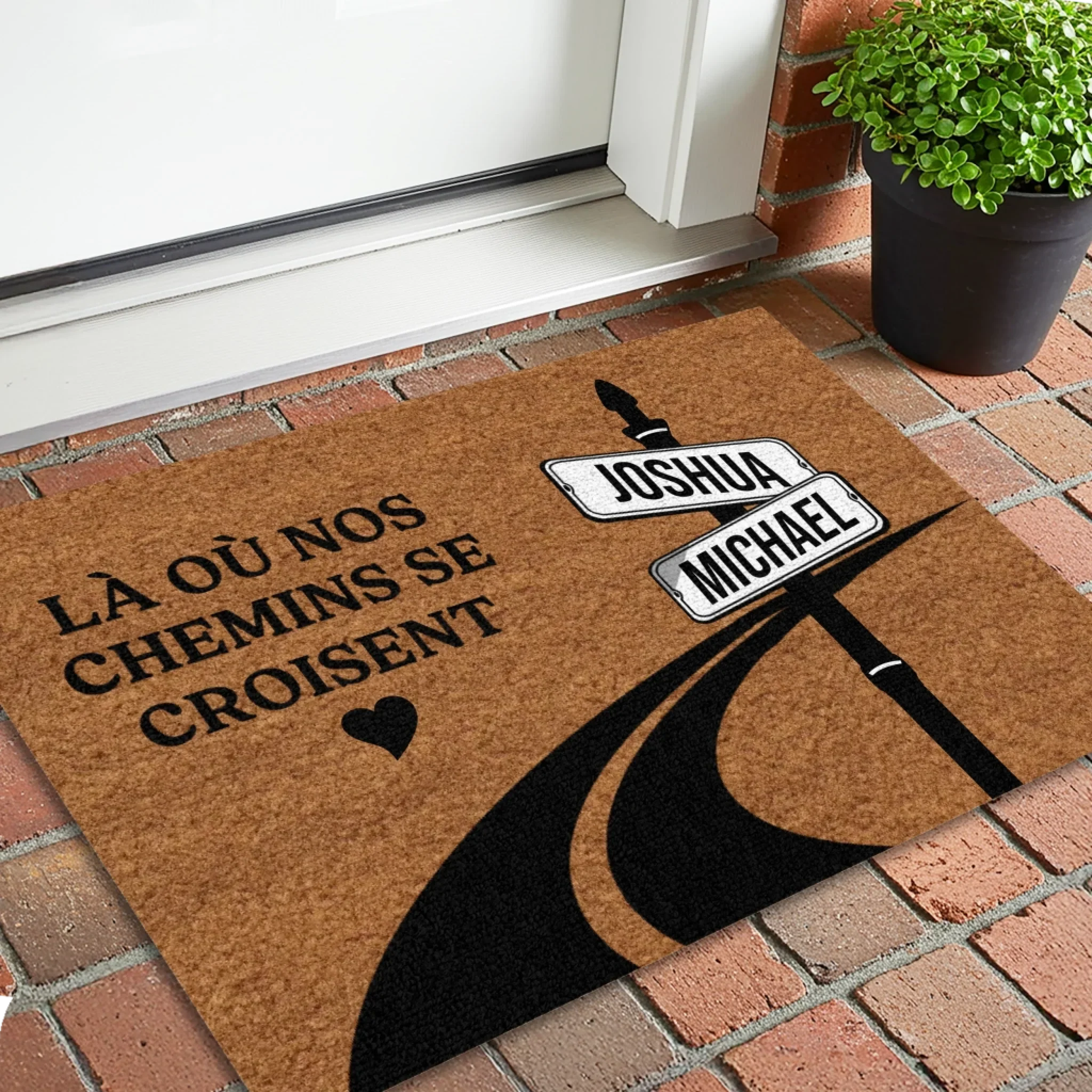 Tapis de bienvenue personnalisé – À ce coin, l’amour commence - Image 3