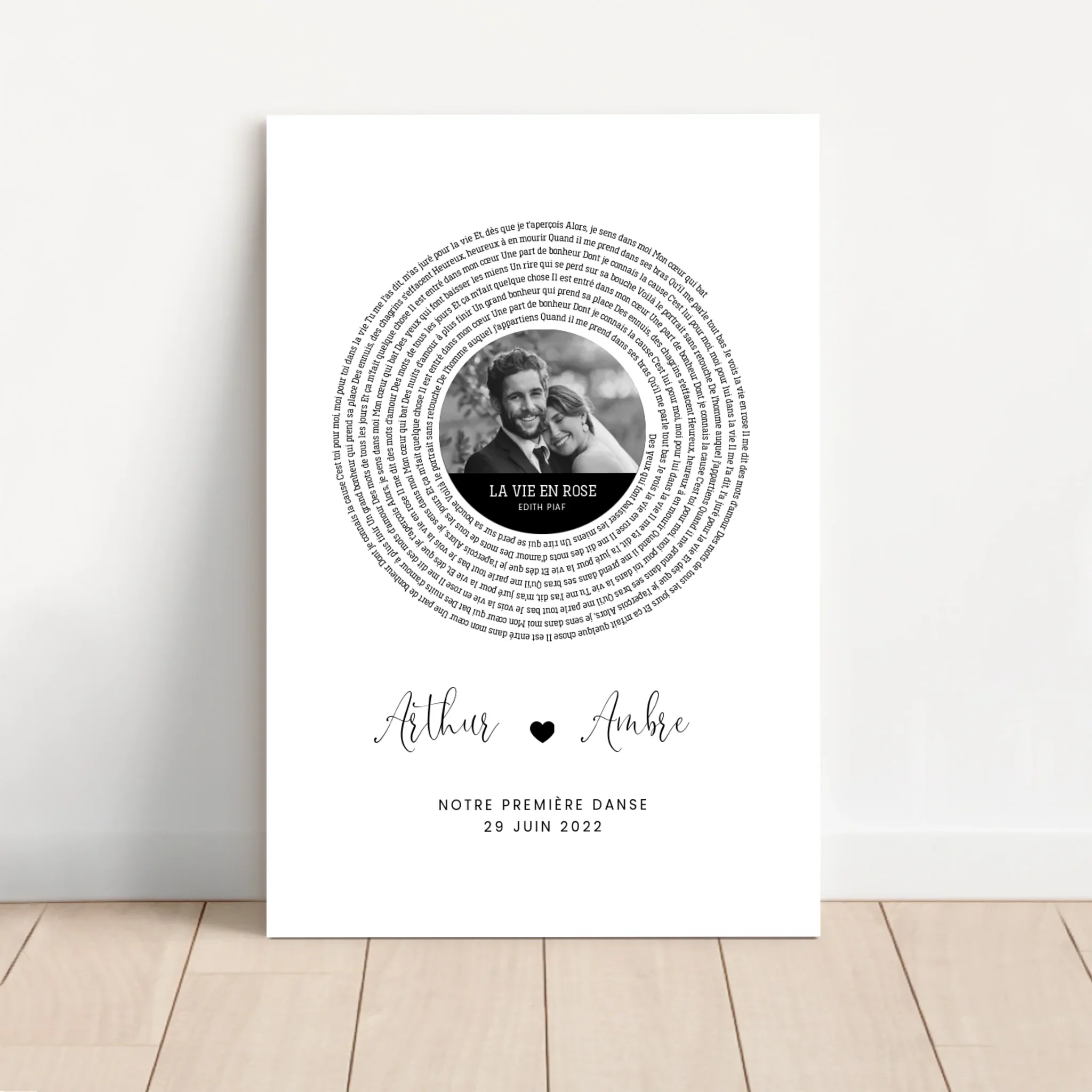 Toile personnalisée – Affiche personnalisée avec paroles de chanson