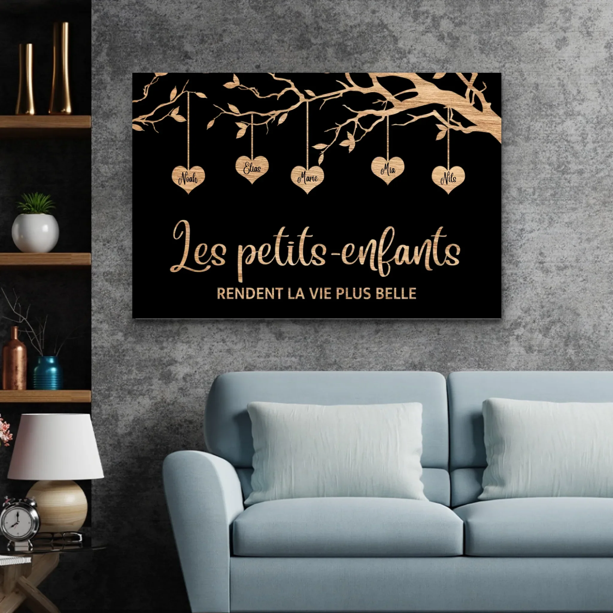 Toile personnalisée "Arbre de famille sur fond noir" - Image 3
