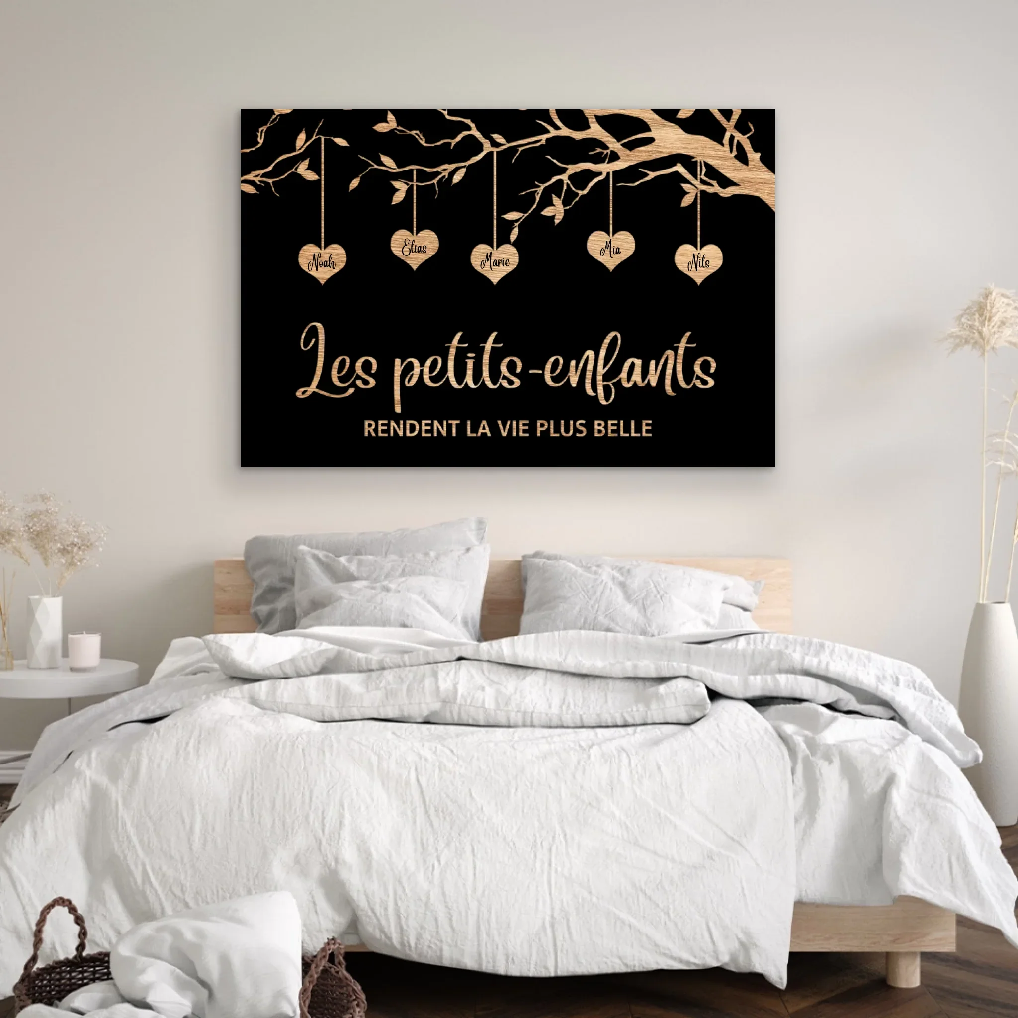 Toile personnalisée "Arbre de famille sur fond noir" - Image 4