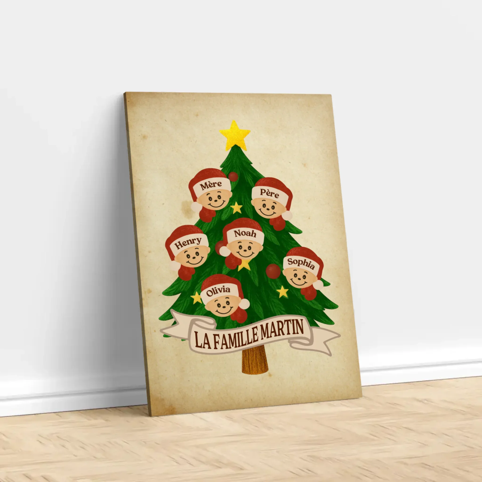 Toile personnalisée – Arbre du Nom de Famille du Père Noël - Image 3