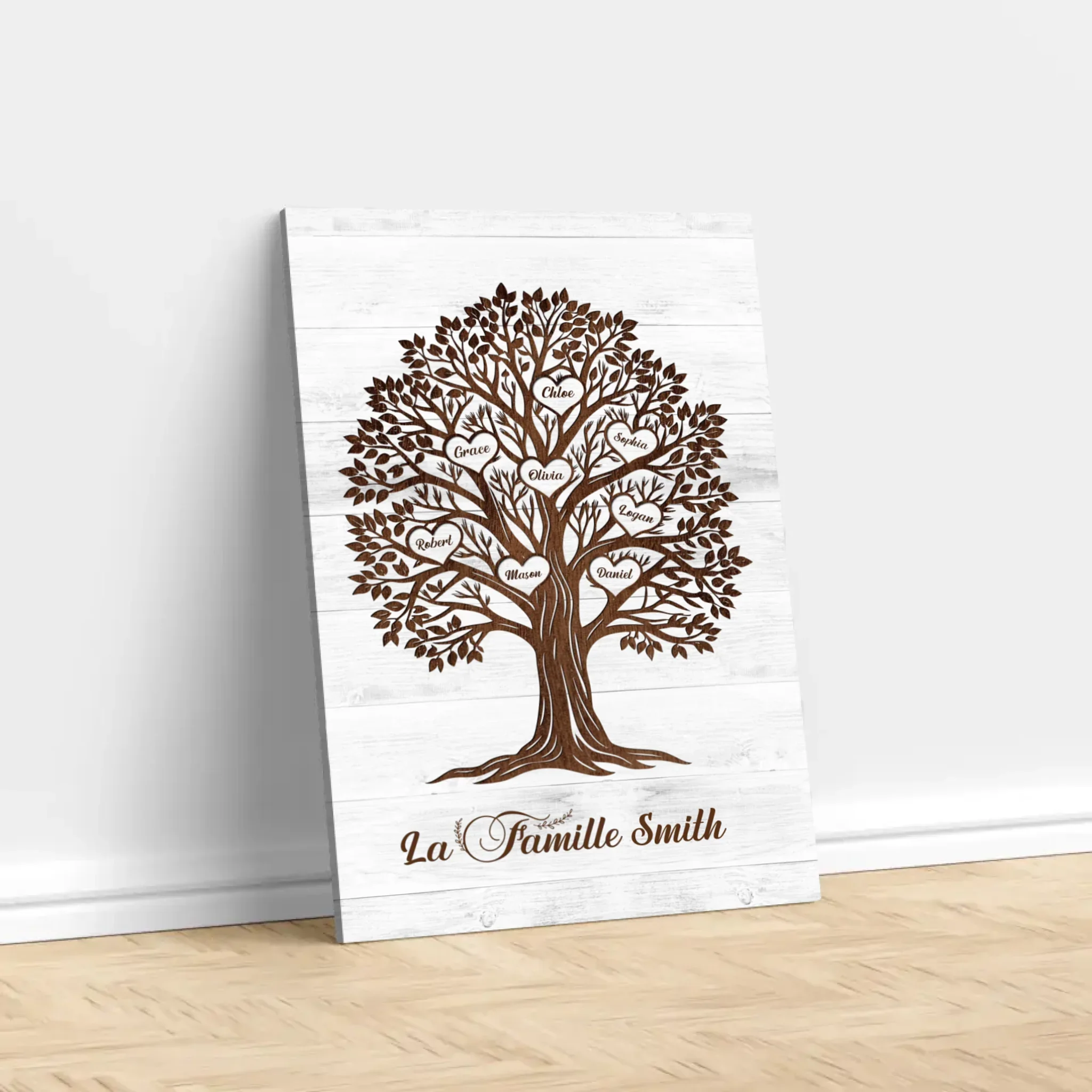 Toile personnalisée – Arbre généalogique aux prénoms en forme de cœur - Image 3