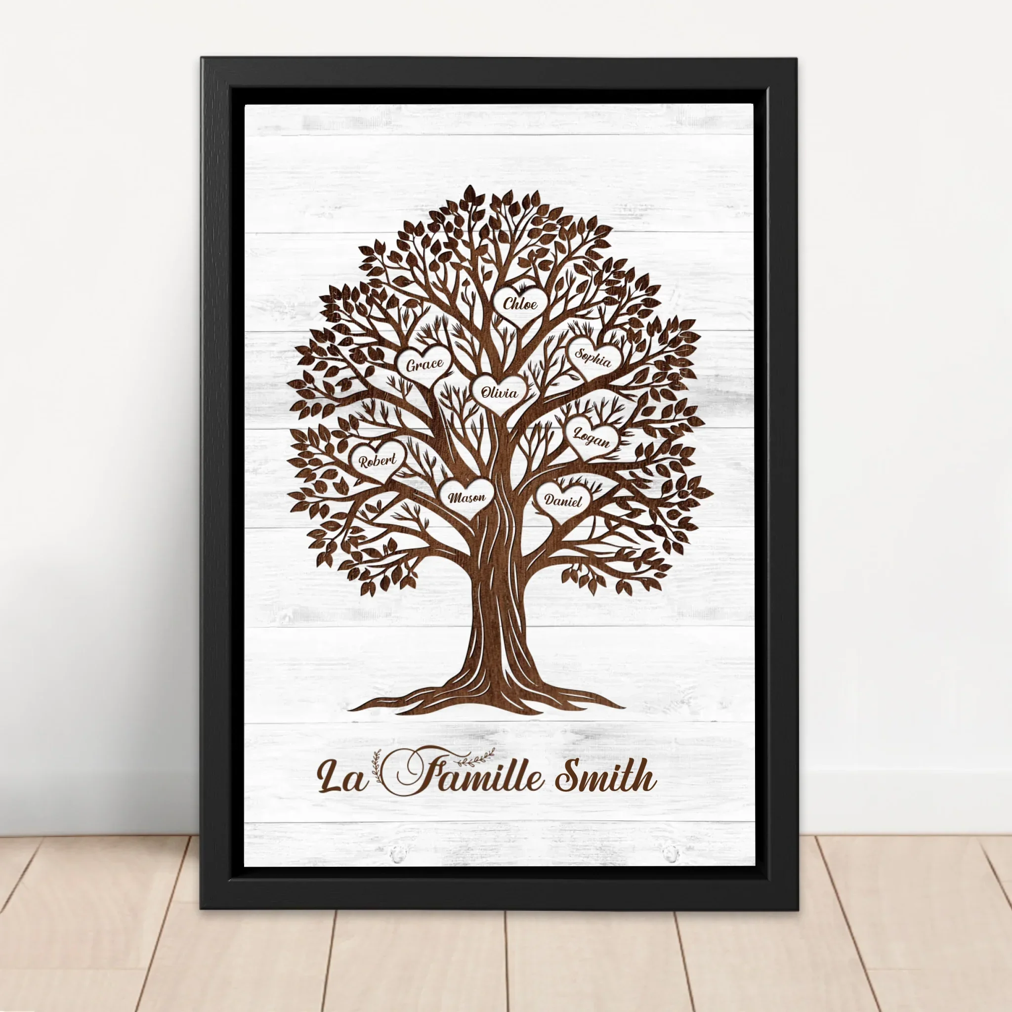 Toile personnalisée – Arbre généalogique aux prénoms en forme de cœur - Image 4