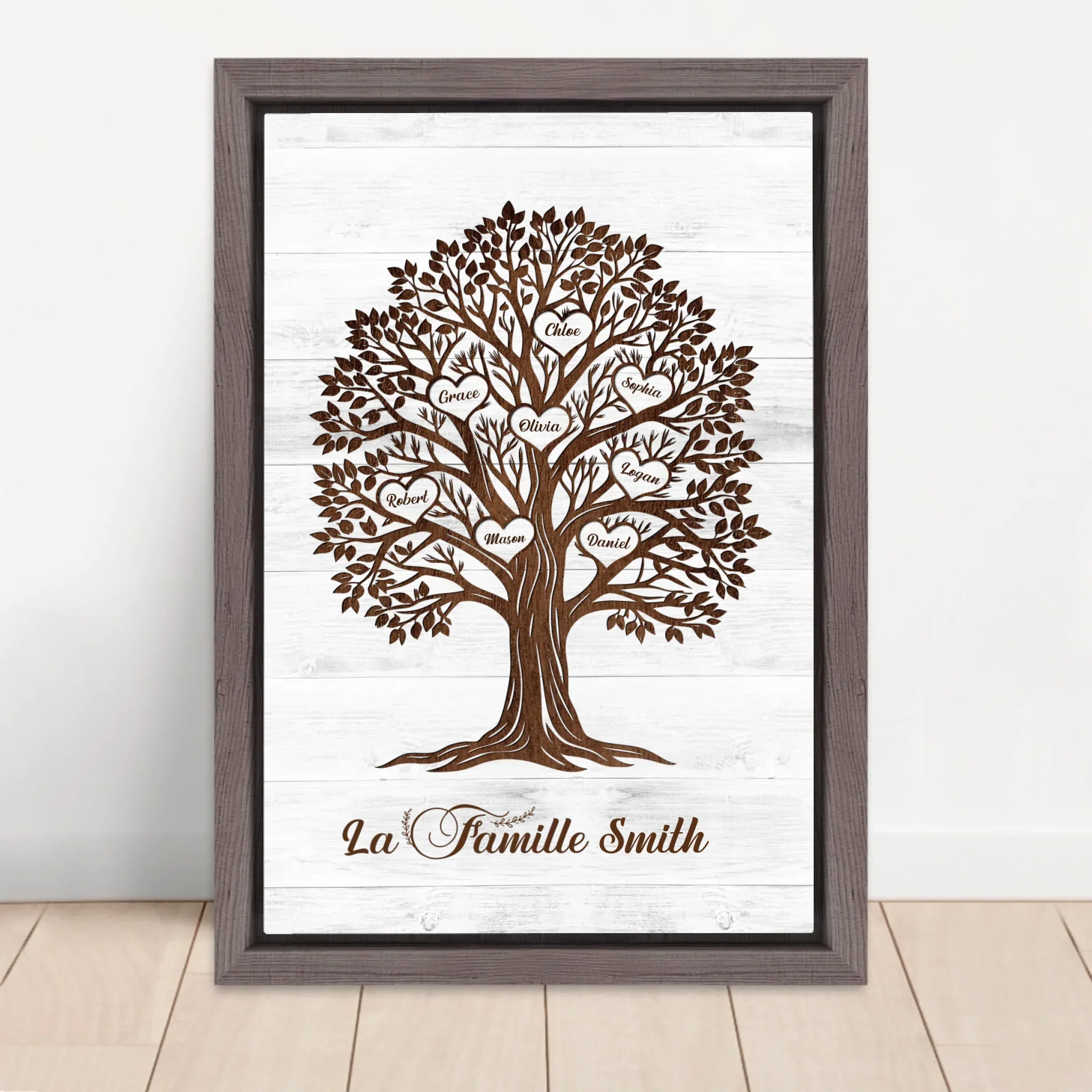 Toile personnalisée – Arbre généalogique aux prénoms en forme de cœur - Image 5