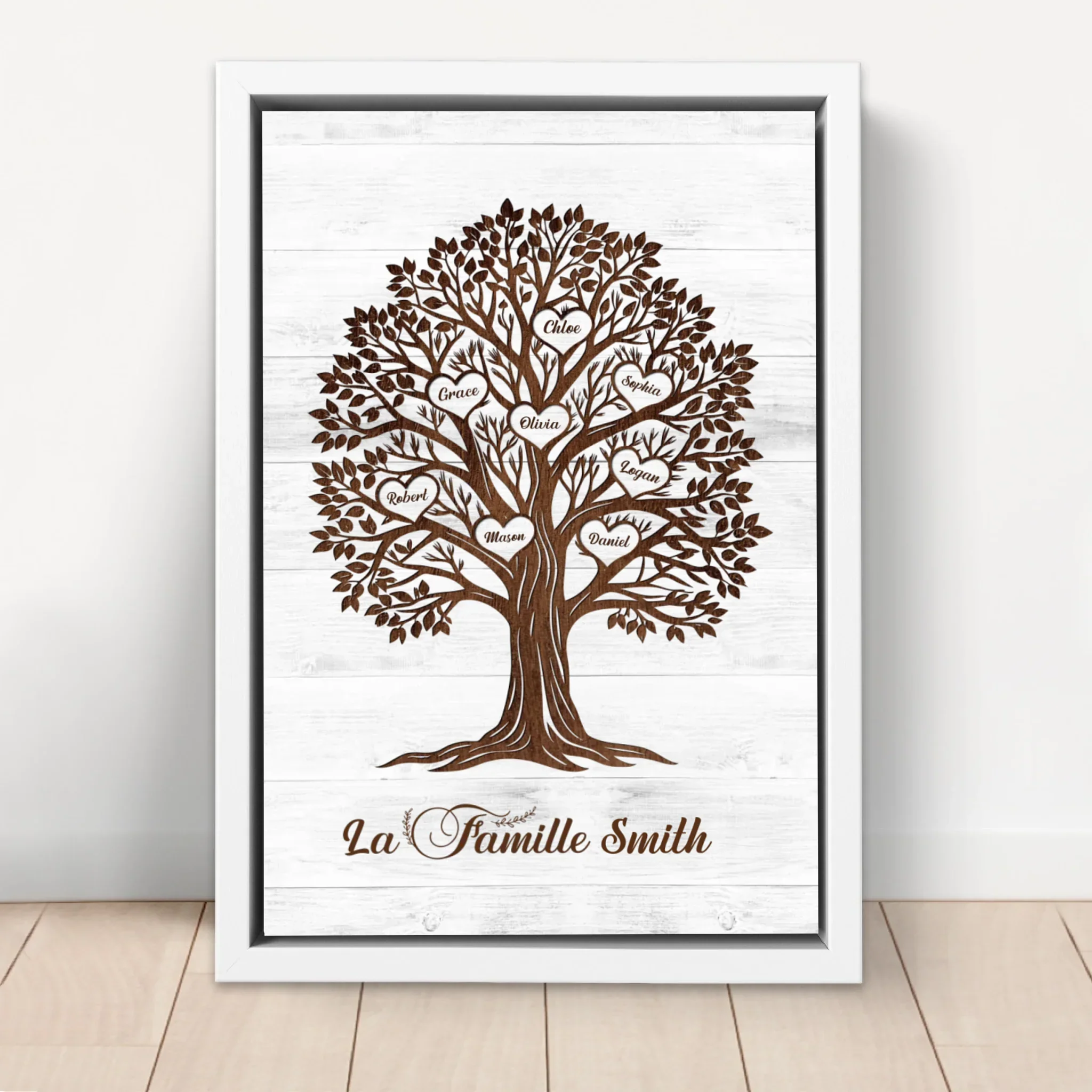 Toile personnalisée – Arbre généalogique aux prénoms en forme de cœur - Image 6
