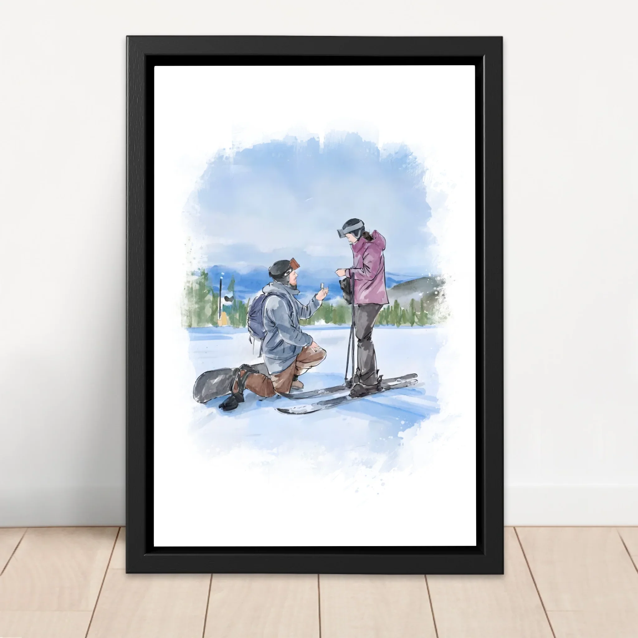 Toile personnalisée – Art aquarelle de couple à partir d'une photo - Image 4