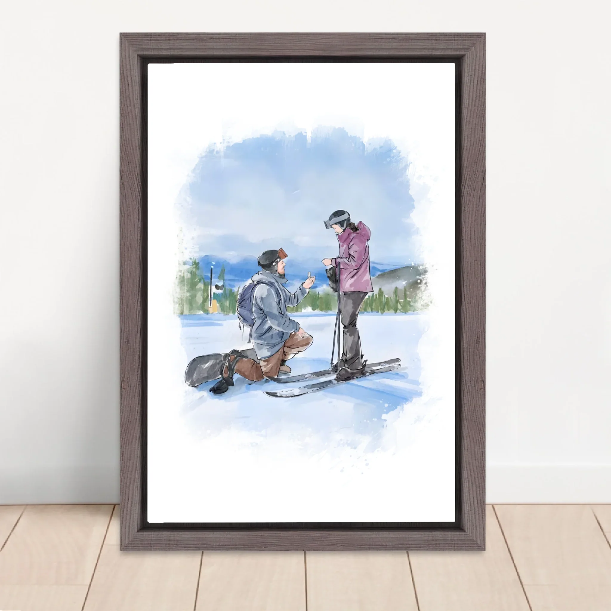 Toile personnalisée – Art aquarelle de couple à partir d'une photo - Image 5