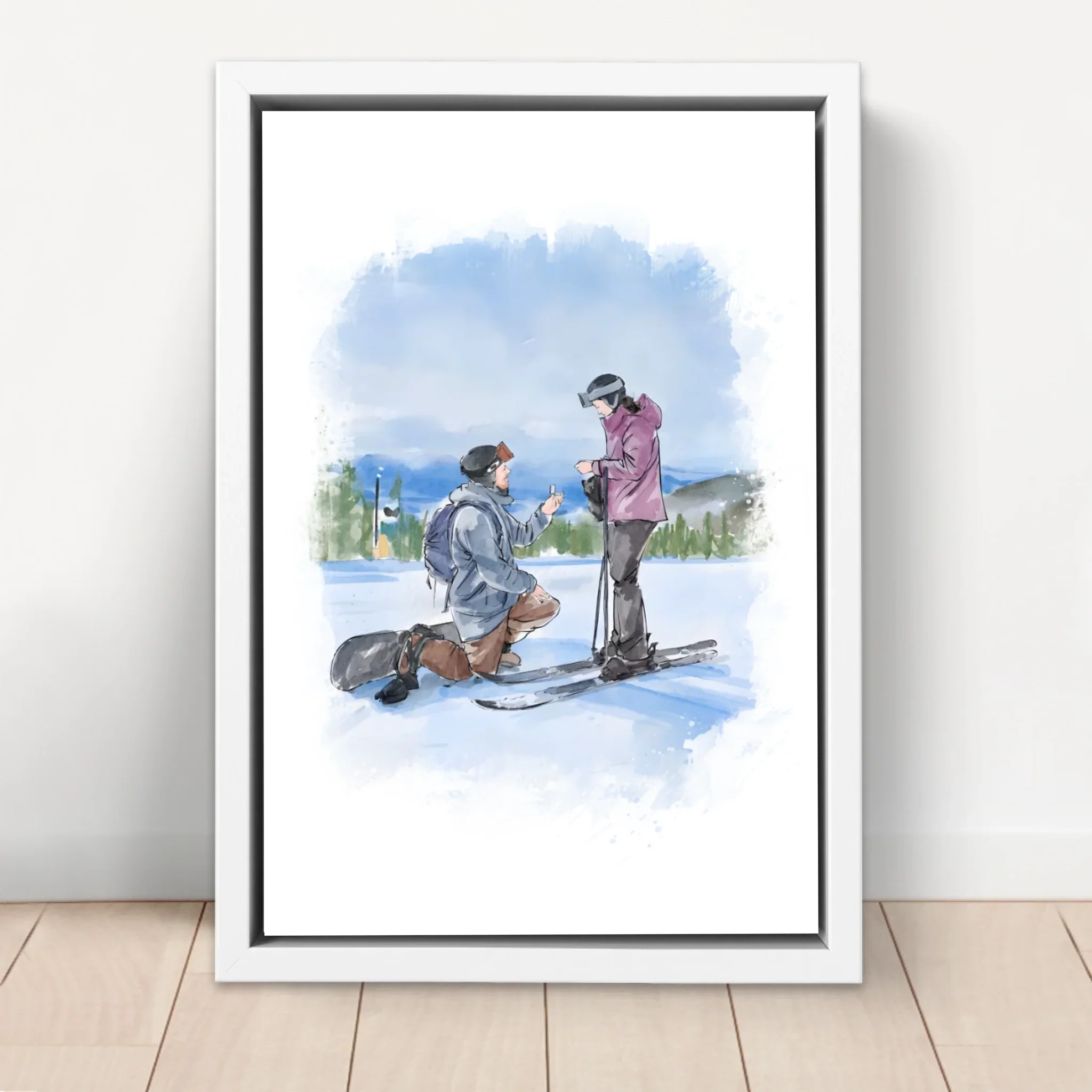 Toile personnalisée – Art aquarelle de couple à partir d'une photo - Image 6