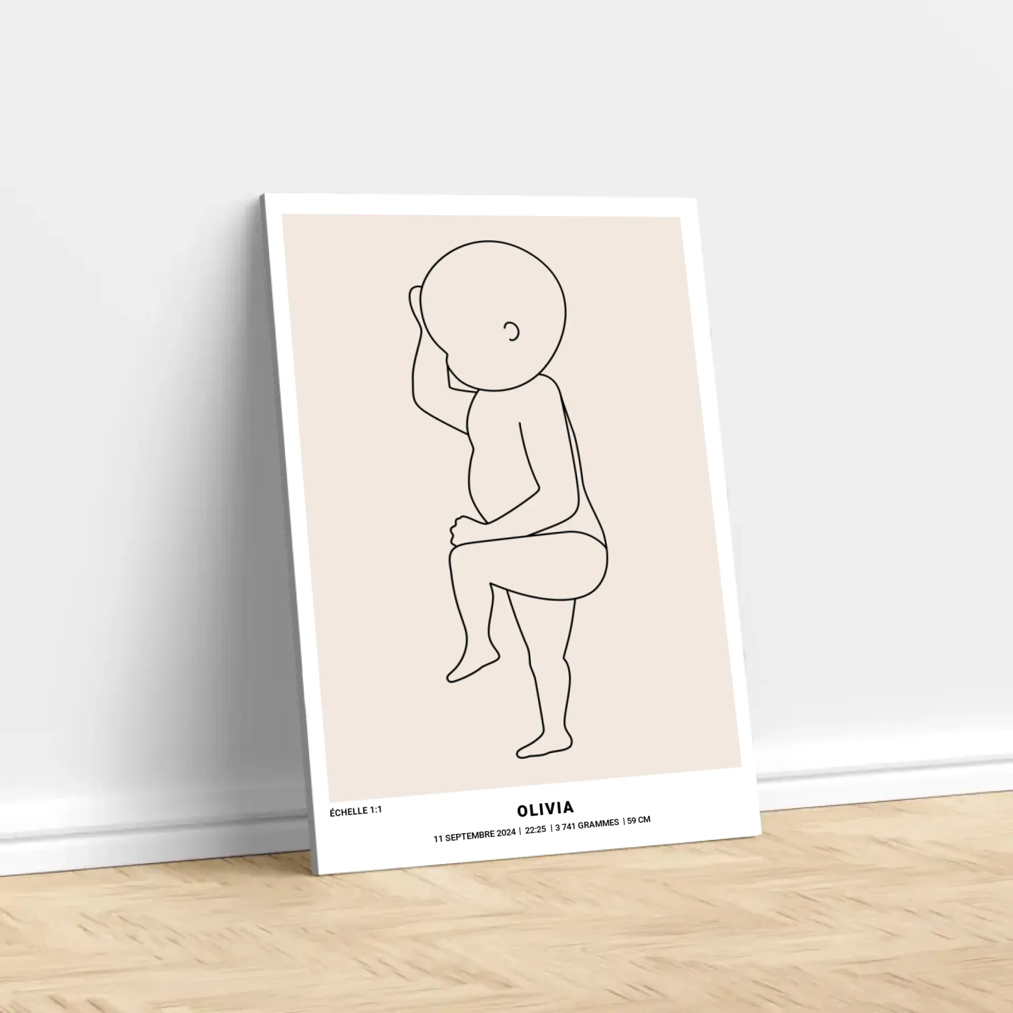 Toile personnalisée – Art au trait de naissance de bébé - Image 3