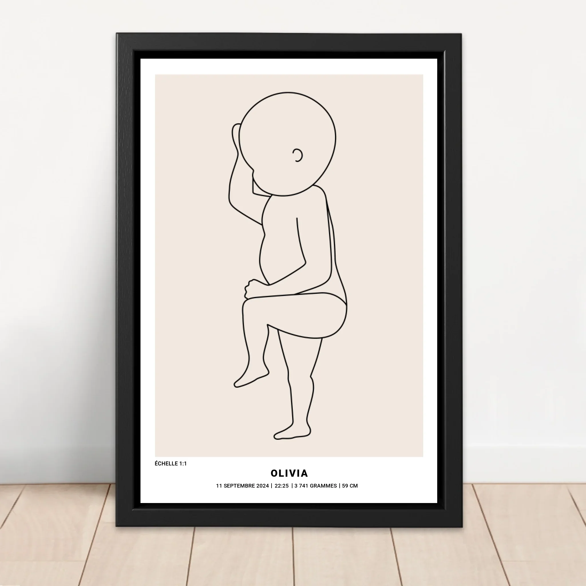 Toile personnalisée – Art au trait de naissance de bébé - Image 4