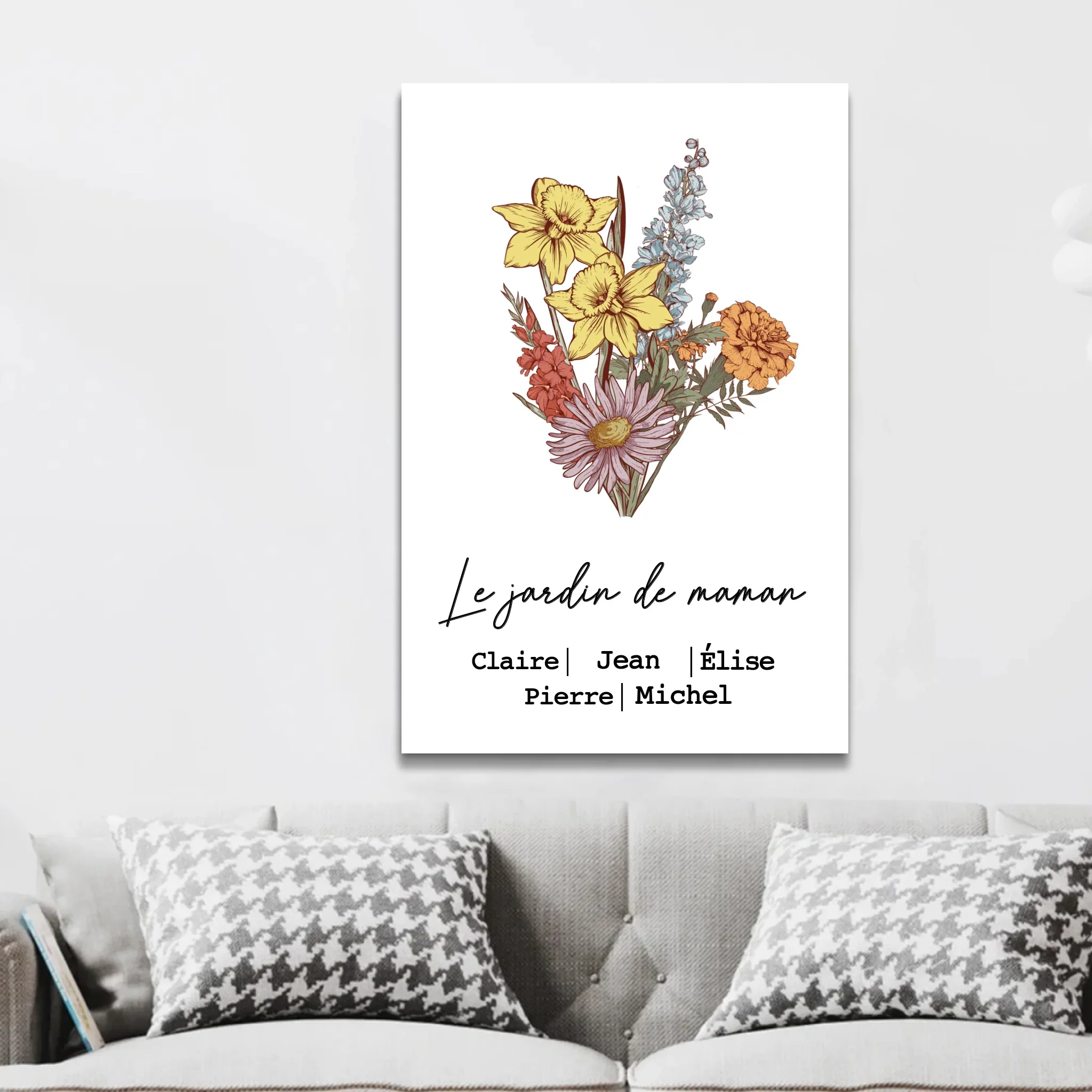 Toile personnalisée "Bouquet de fleurs de naissance" - Image 2