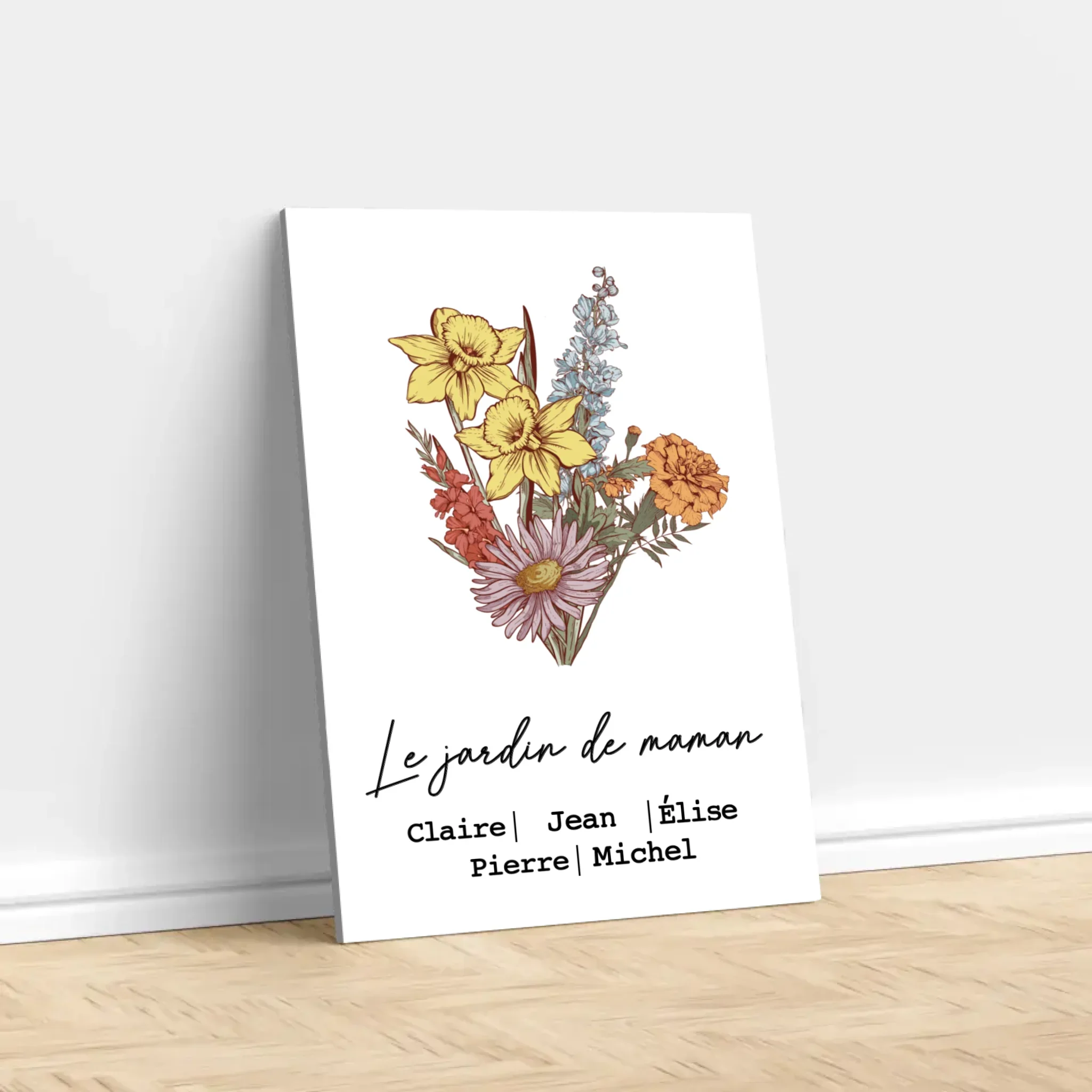 Toile personnalisée "Bouquet de fleurs de naissance" - Image 3