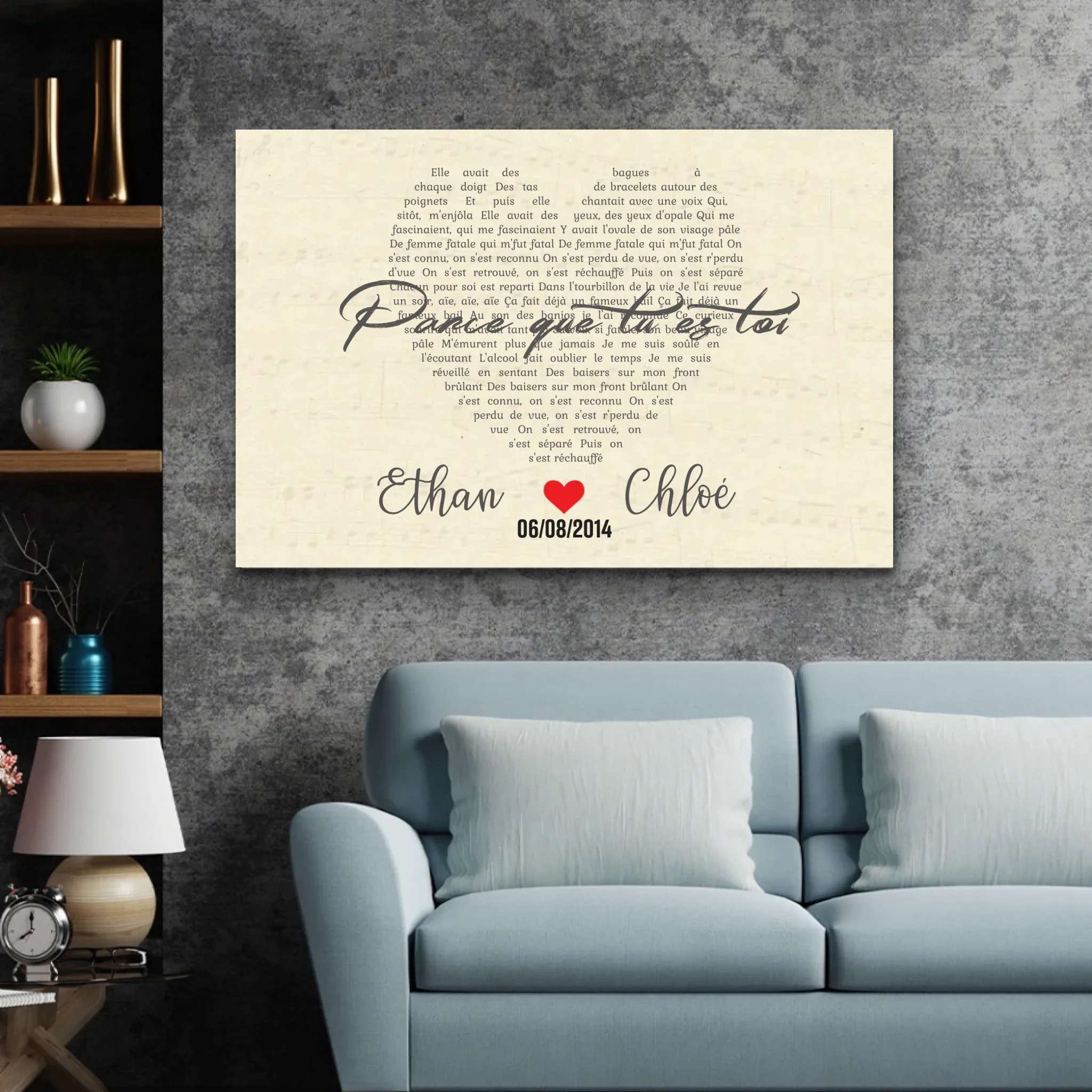 Toile personnalisée – Chanson personnalisée en forme de cœur - Image 3