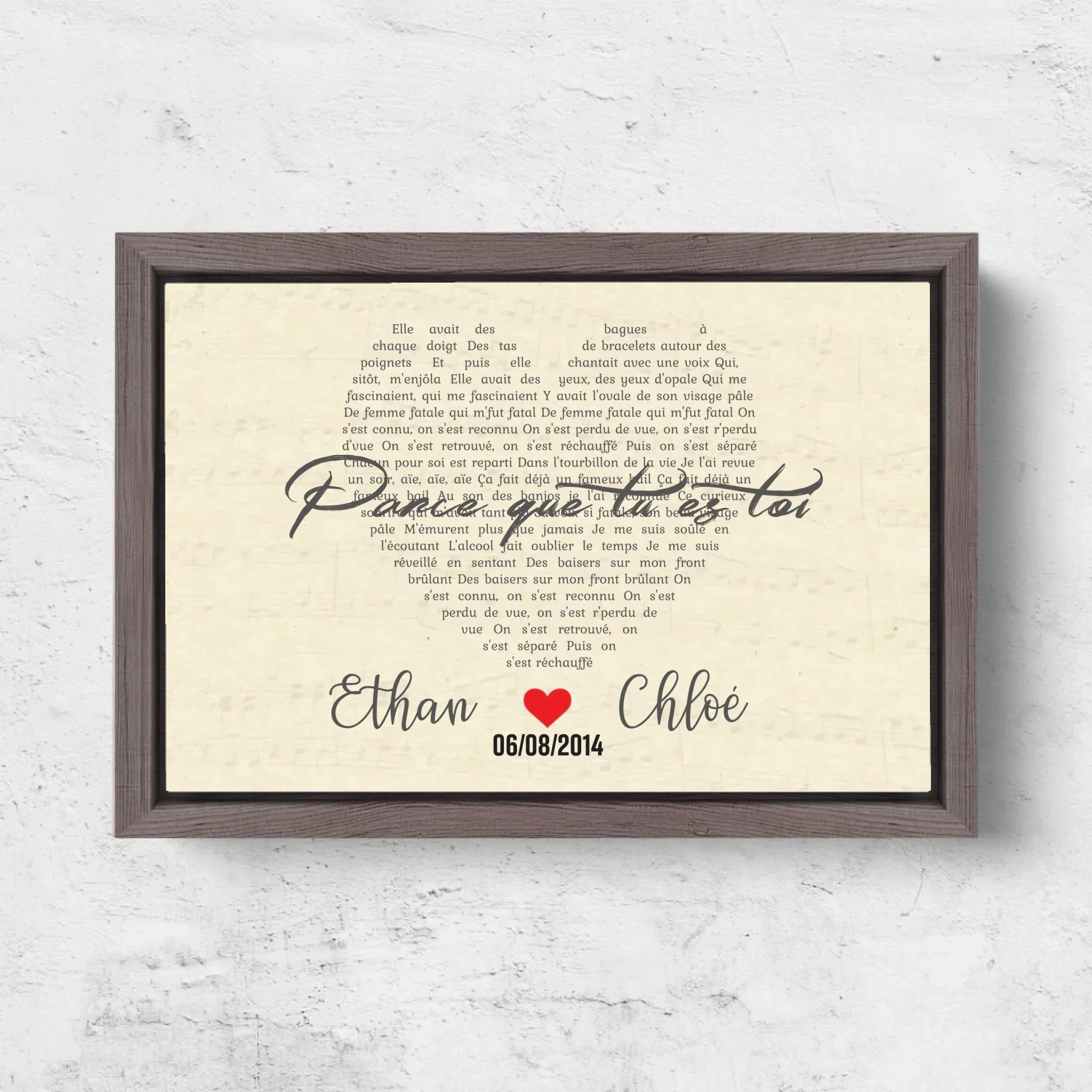 Toile personnalisée – Chanson personnalisée en forme de cœur - Image 6