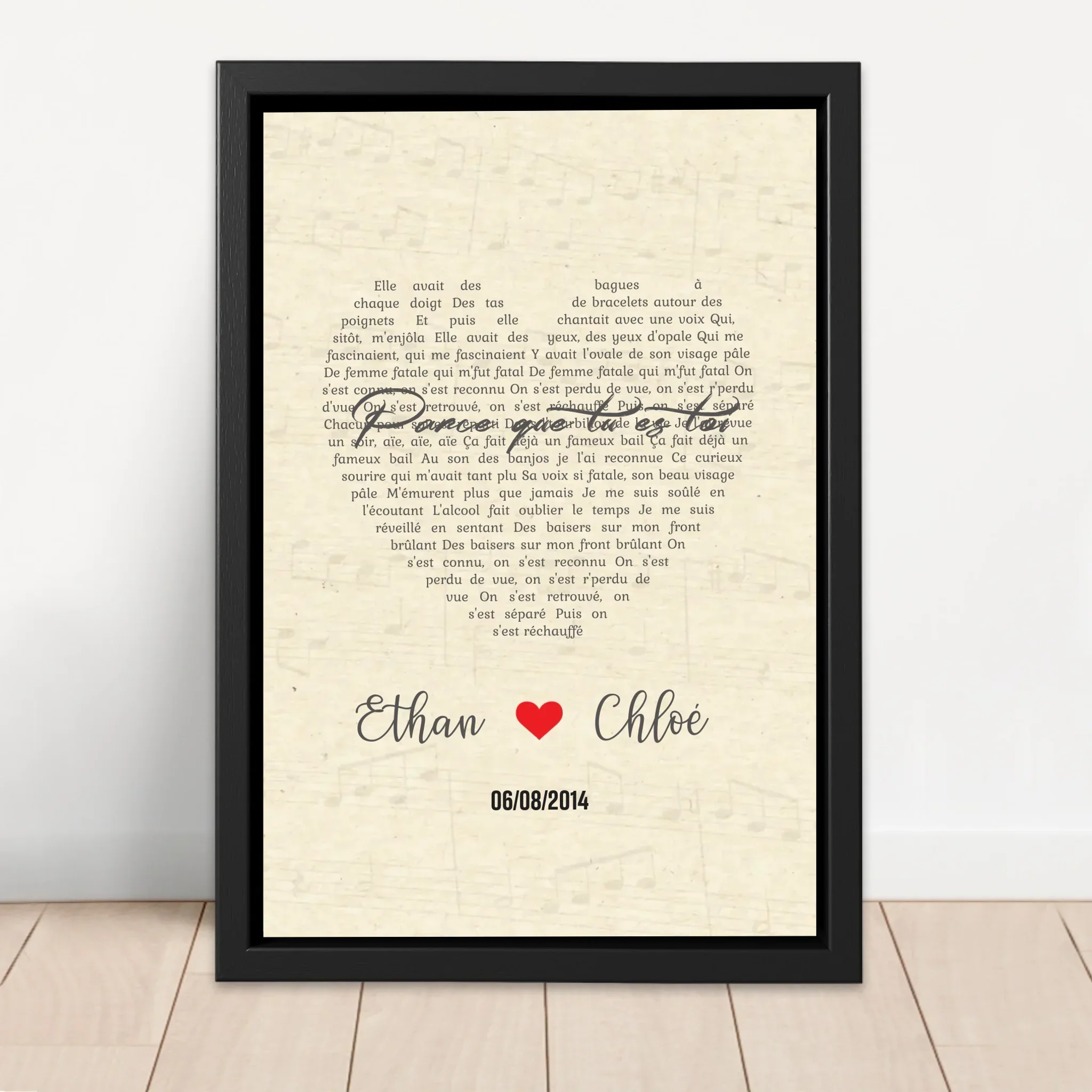 Toile personnalisée – Chanson personnalisée en forme de cœur-verticale - Image 4