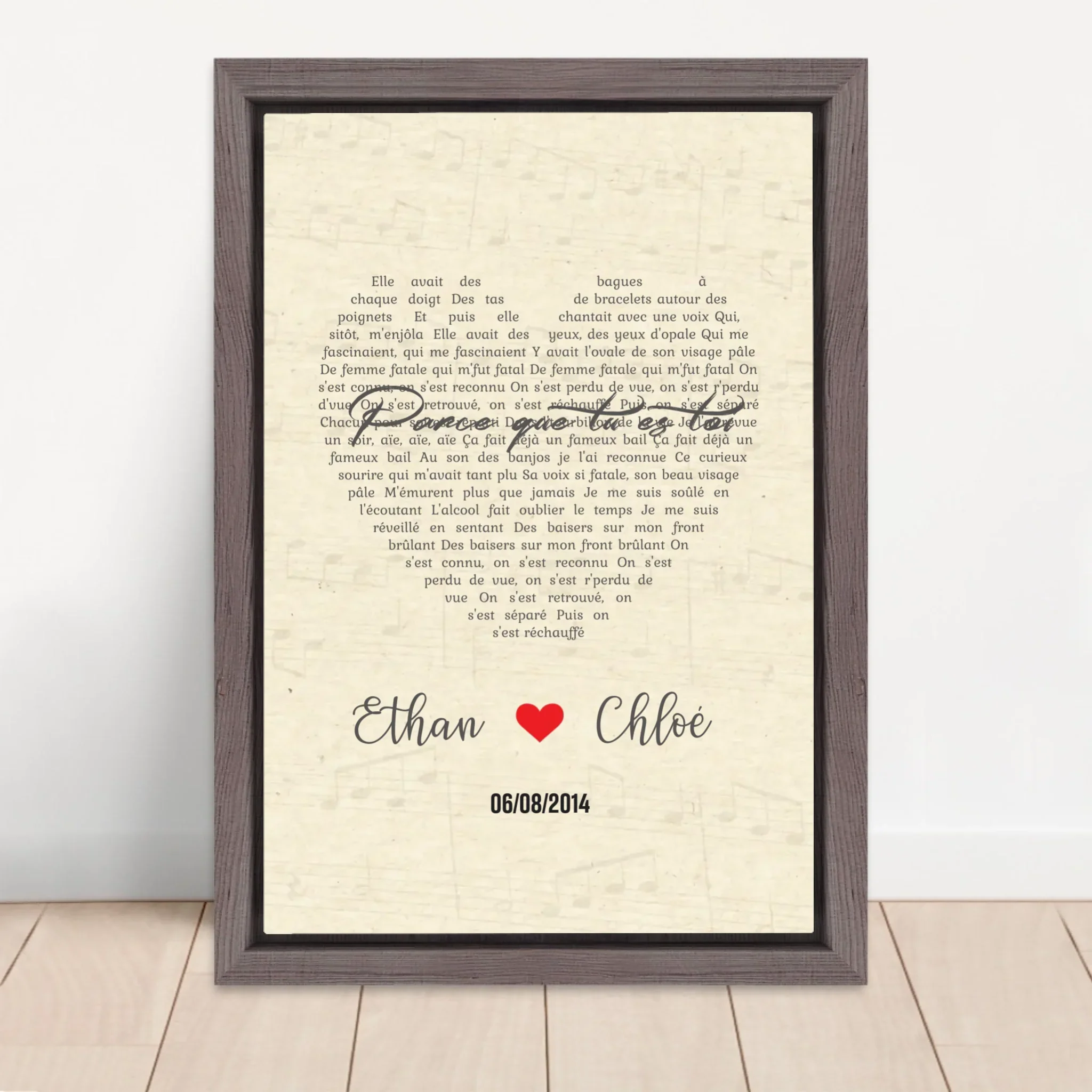 Toile personnalisée – Chanson personnalisée en forme de cœur-verticale - Image 5