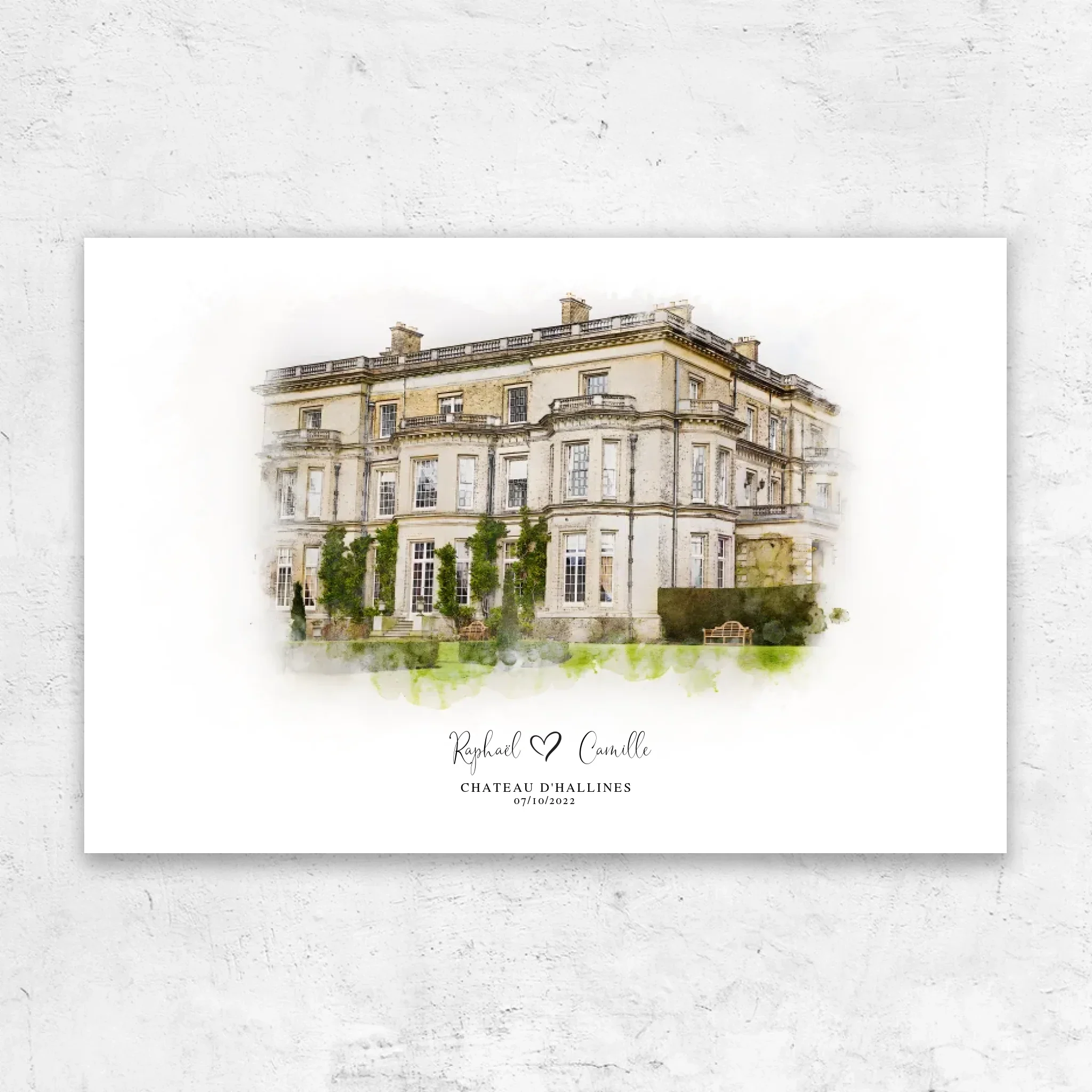 Toile personnalisée – Croquis du lieu de mariage