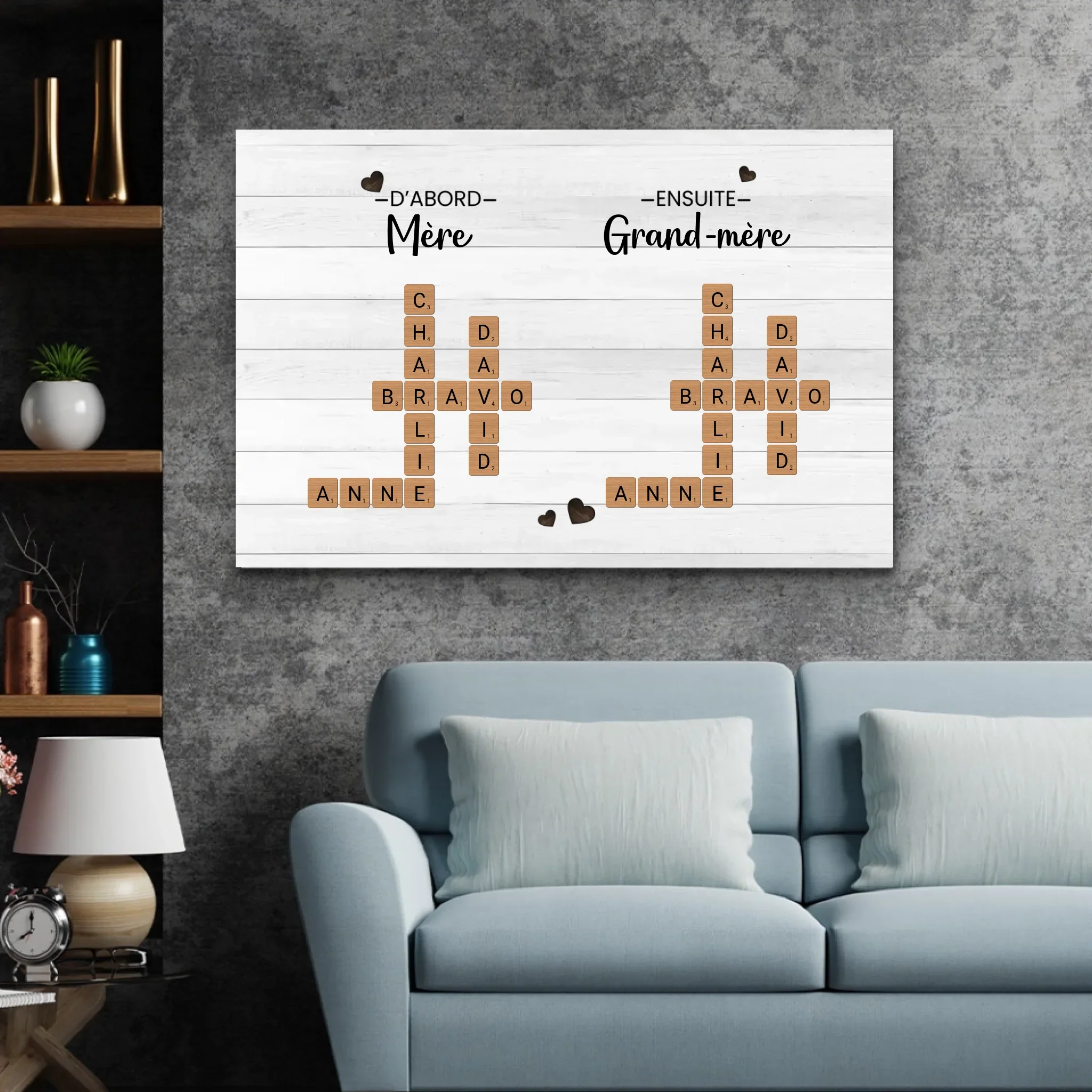 Toile personnalisée “D'abord mère, ensuite grand-mère - Mots croisés” - Image 3