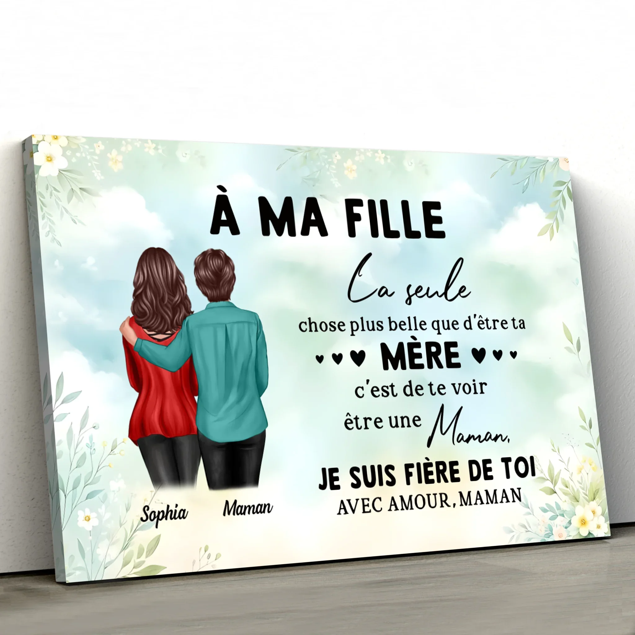 Toile personnalisée "De maman à fille – Cadeau pour la fête des mères" - Image 2