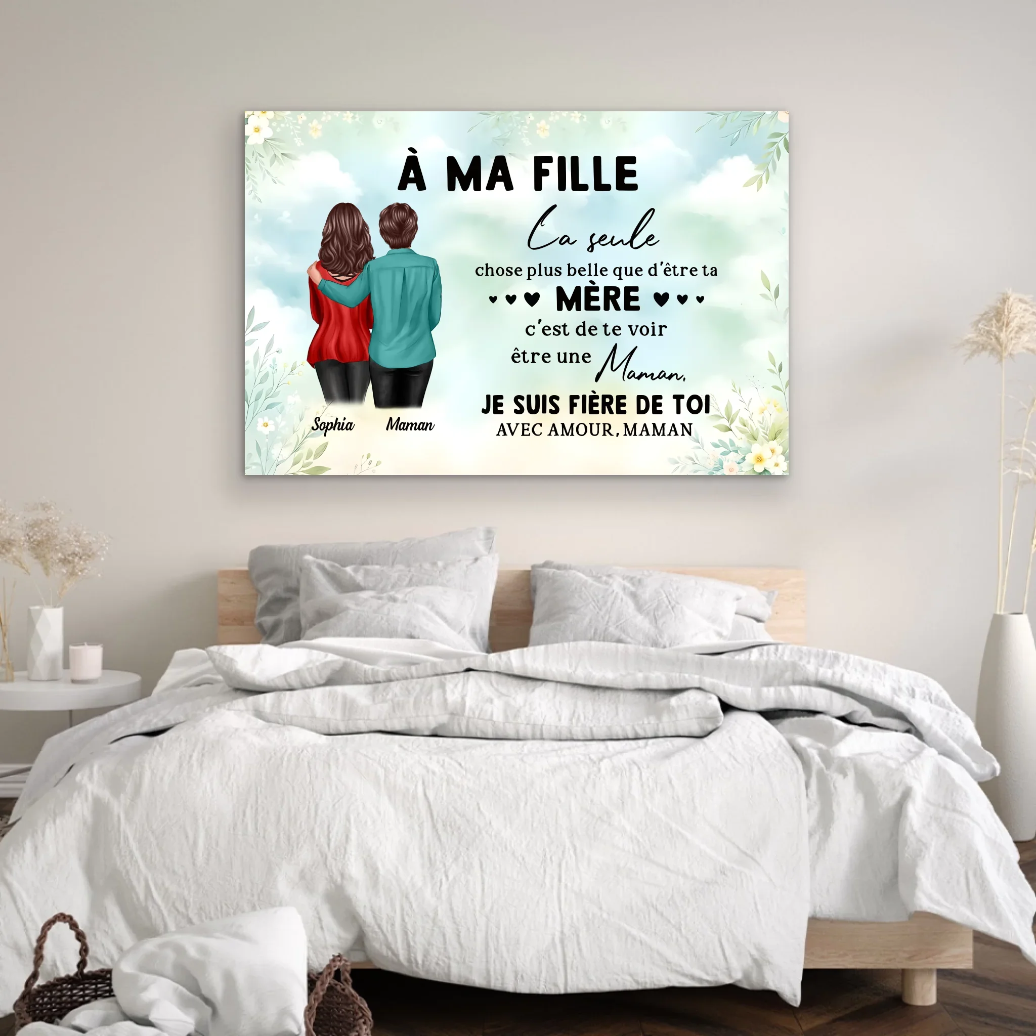 Toile personnalisée "De maman à fille – Cadeau pour la fête des mères" - Image 4