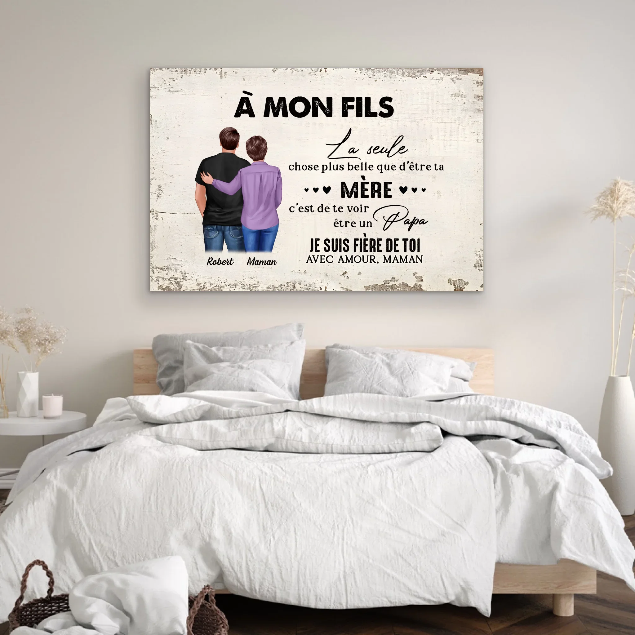 Toile personnalisée "De mère en fils - cadeau pour la fête des pères" - Image 4