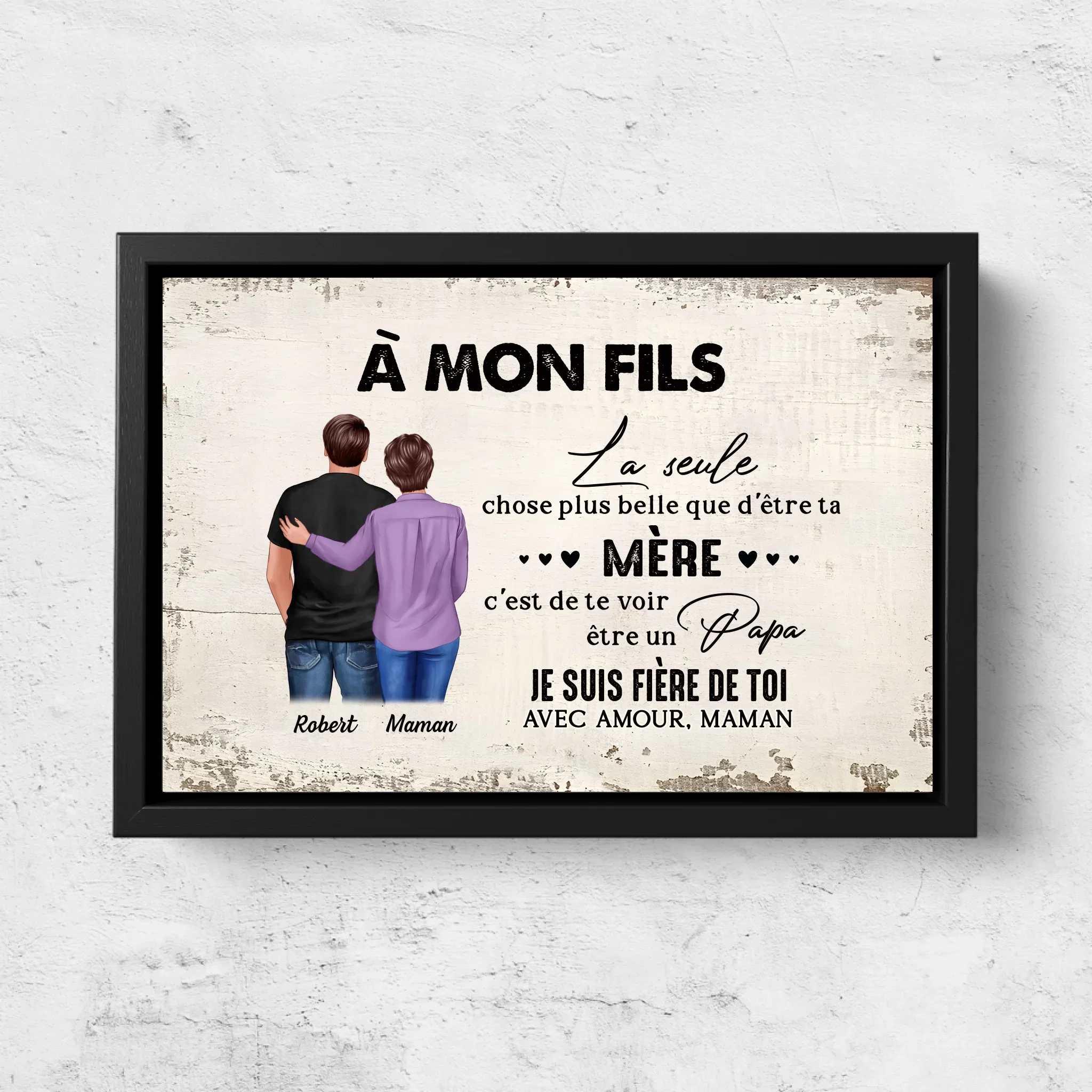 Toile personnalisée "De mère en fils - cadeau pour la fête des pères" - Image 5