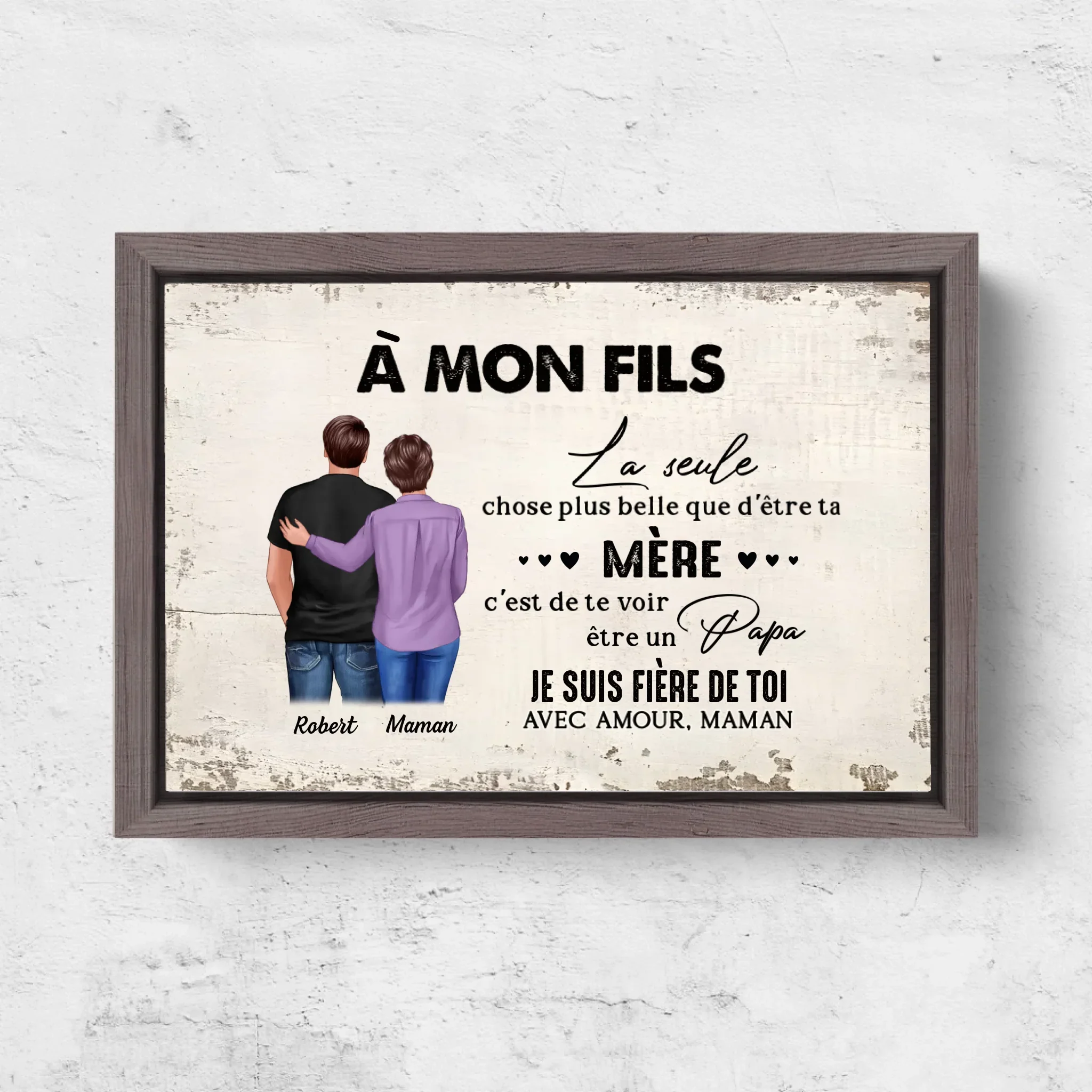 Toile personnalisée "De mère en fils - cadeau pour la fête des pères" - Image 6