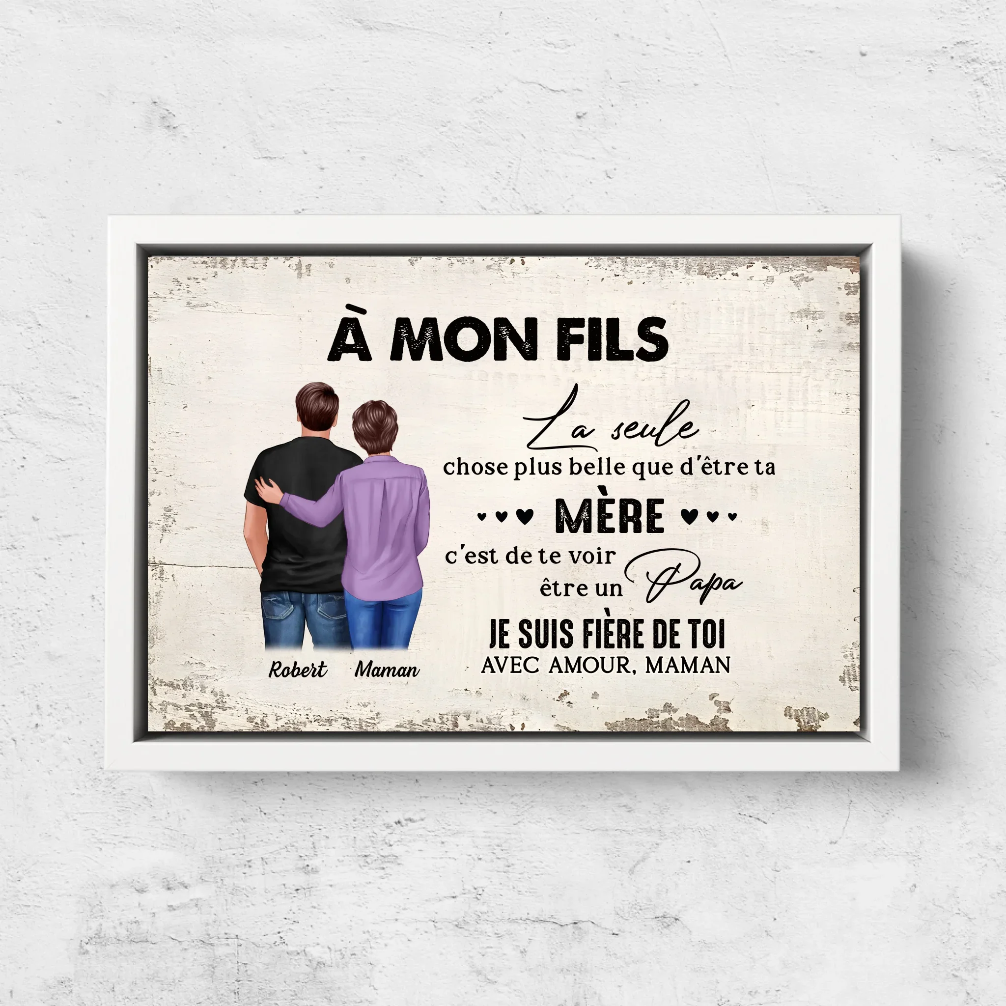 Toile personnalisée "De mère en fils - cadeau pour la fête des pères" - Image 7