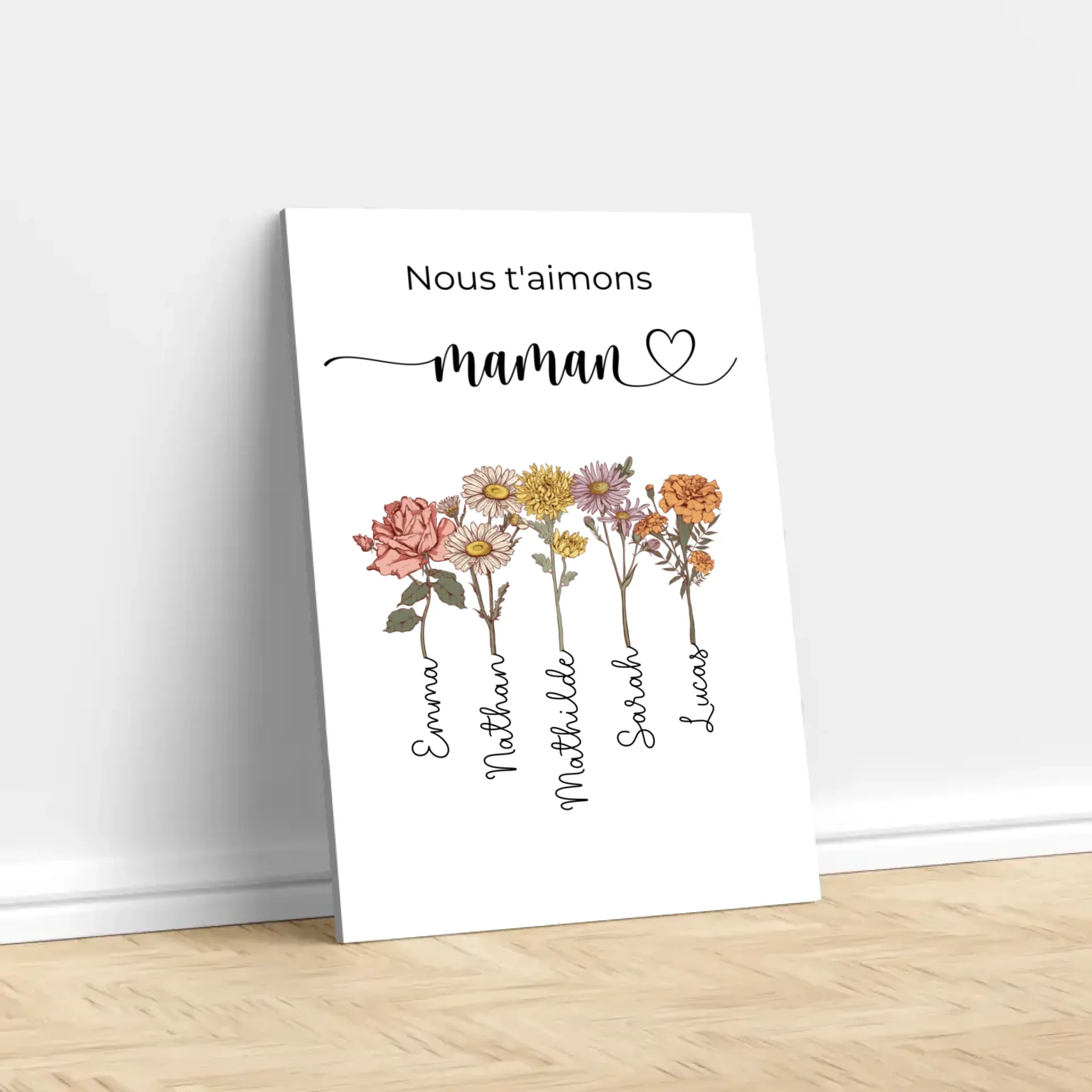 Toile personnalisée "Des fleurs pour maman - Nous t'aimons" - Image 3
