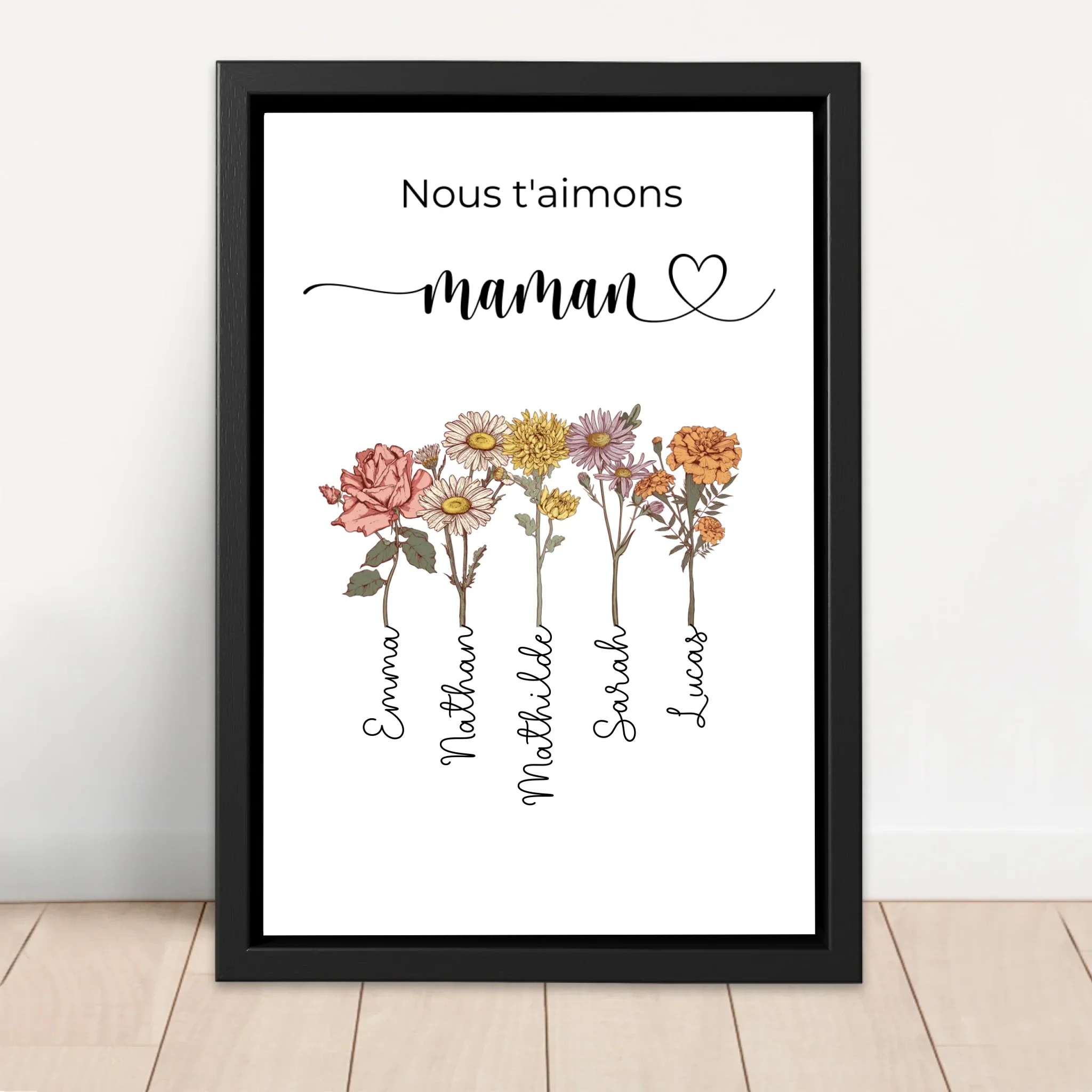 Toile personnalisée "Des fleurs pour maman - Nous t'aimons" - Image 4