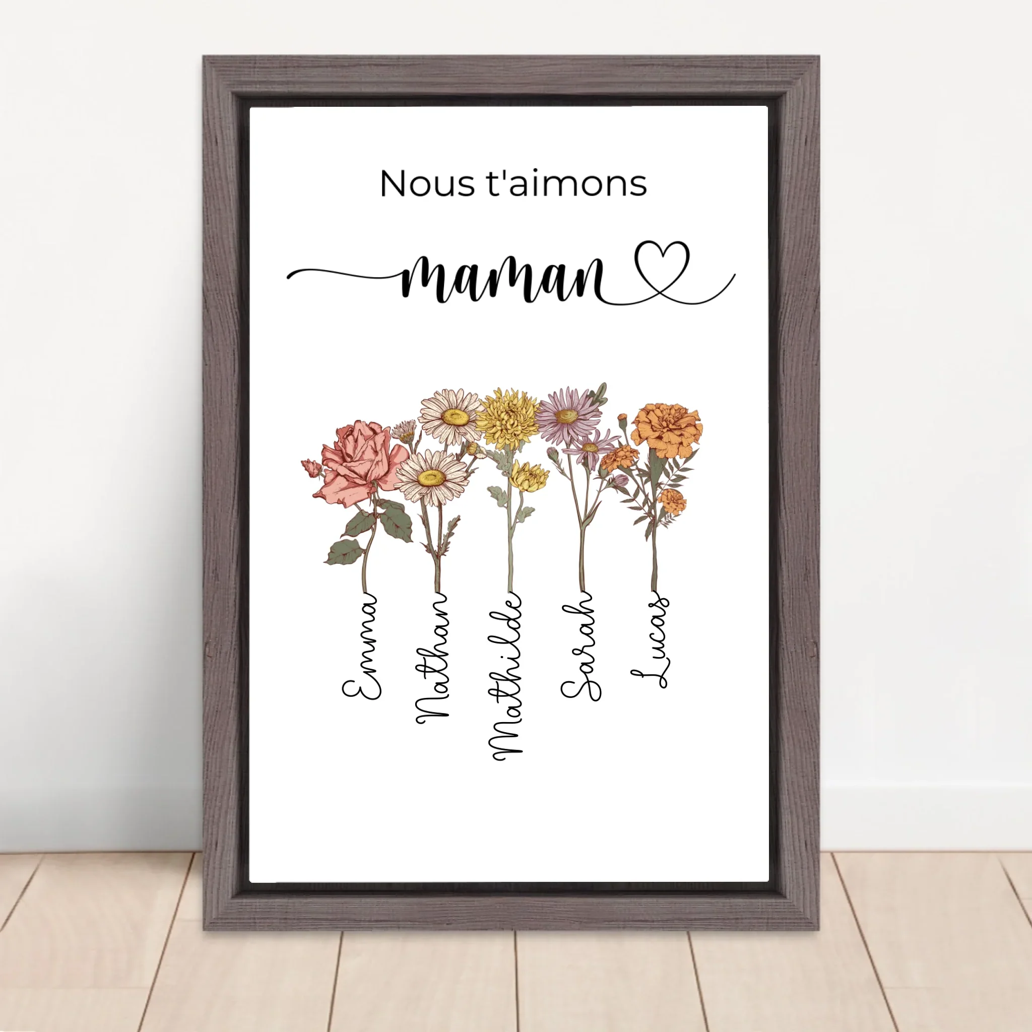 Toile personnalisée "Des fleurs pour maman - Nous t'aimons" - Image 5
