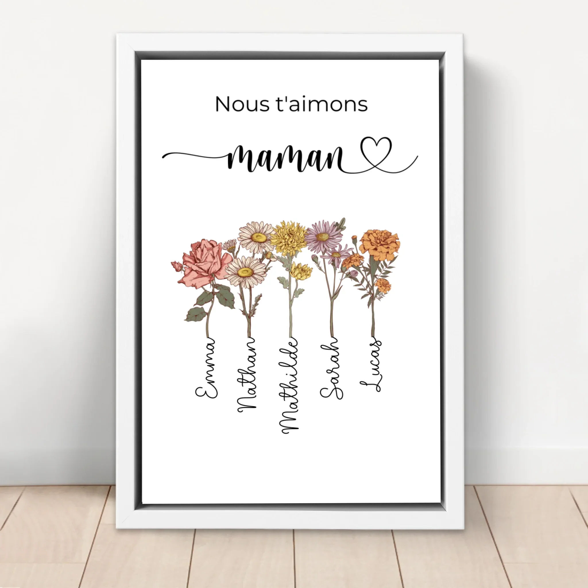 Toile personnalisée "Des fleurs pour maman - Nous t'aimons" - Image 6