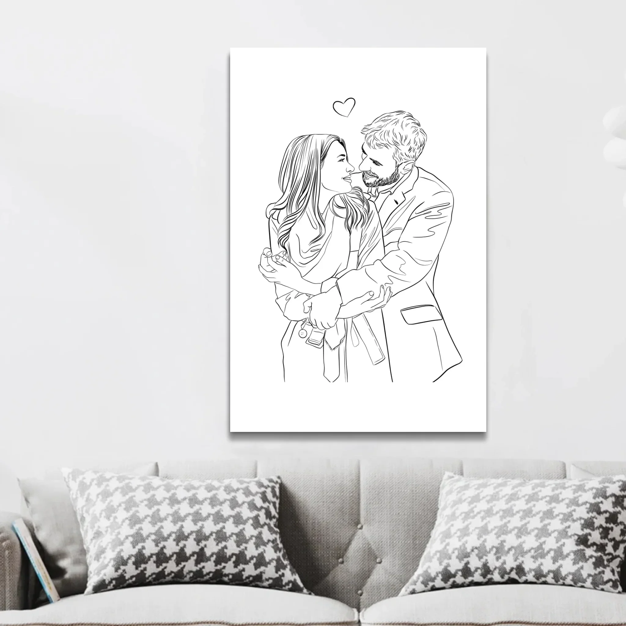 Toile personnalisée – Dessin line art de couple - Image 2