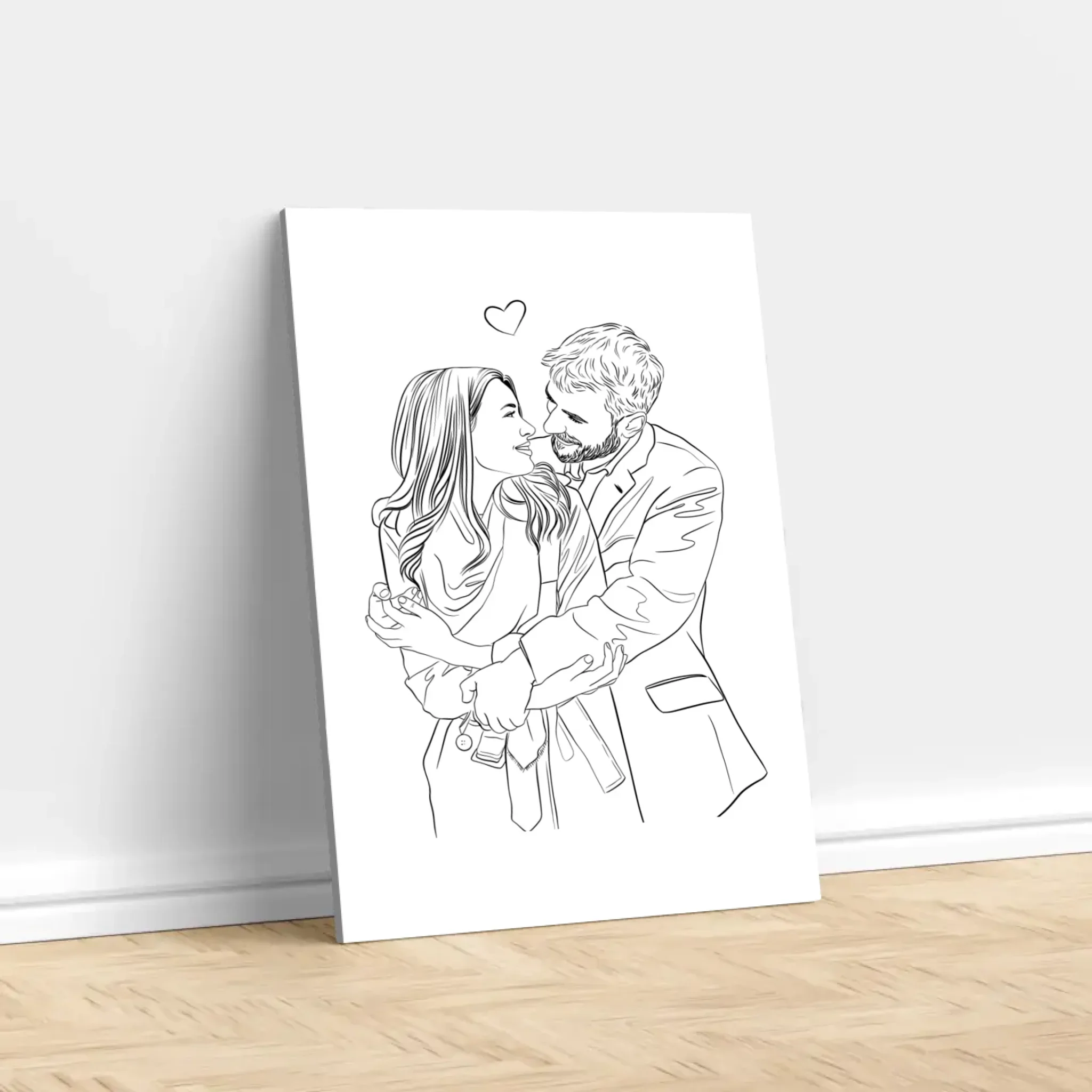 Toile personnalisée – Dessin line art de couple - Image 3