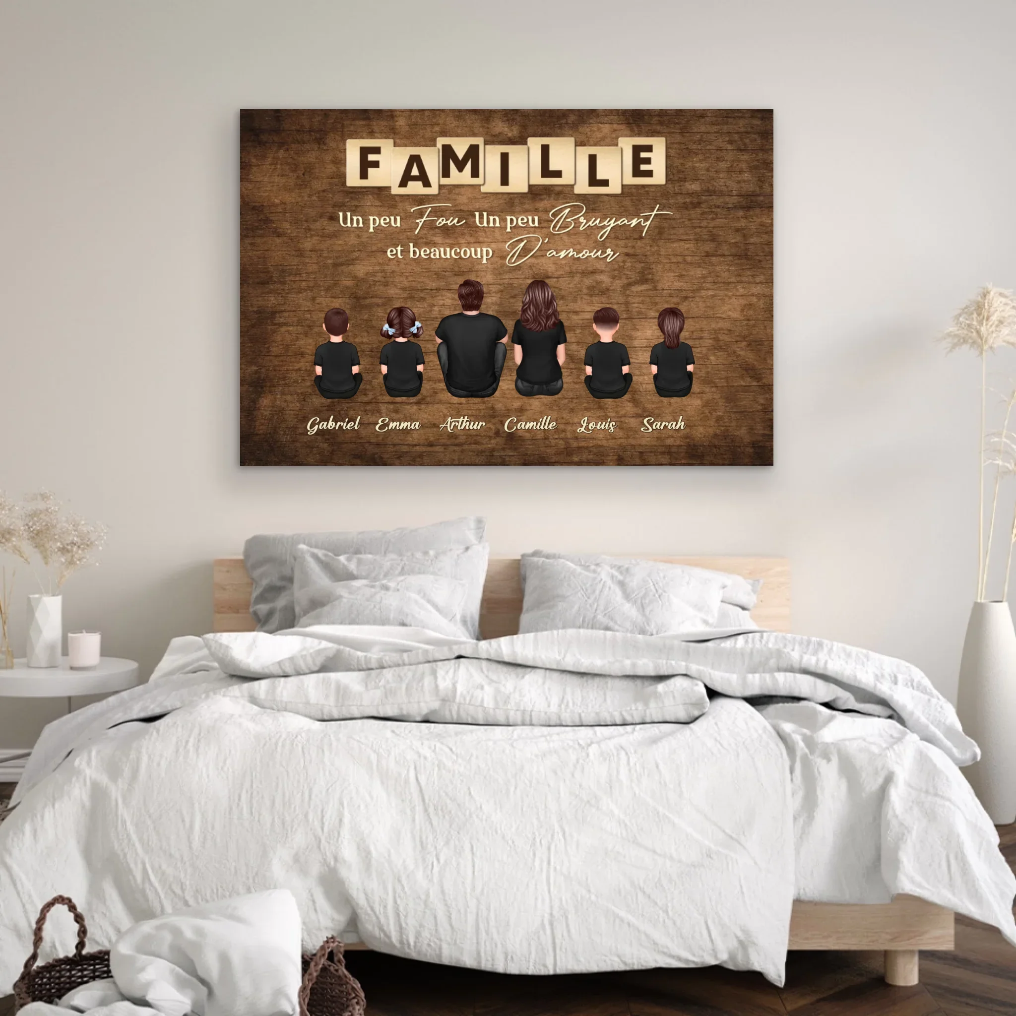 Toile personnalisée "Famille, folie, bruit et beaucoup d'amour" - Image 4