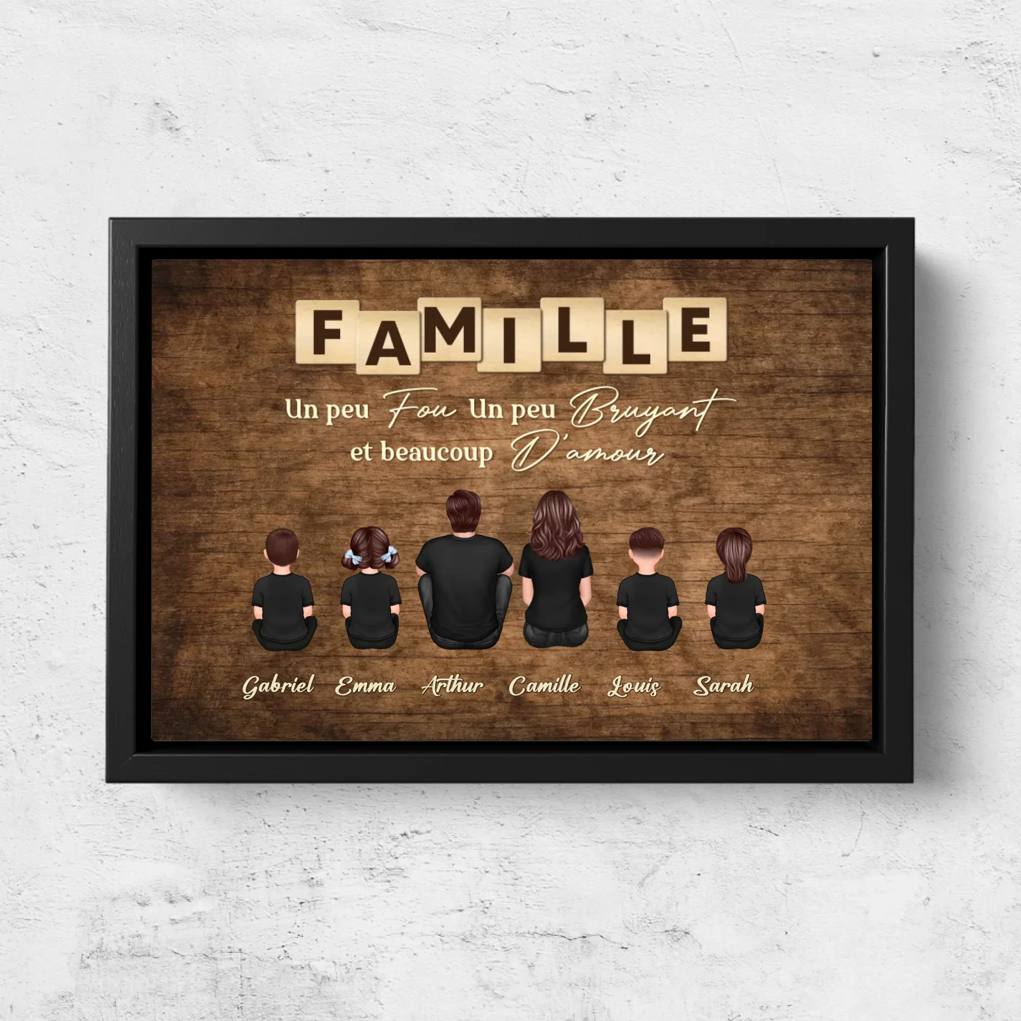 Toile personnalisée "Famille, folie, bruit et beaucoup d'amour" - Image 5