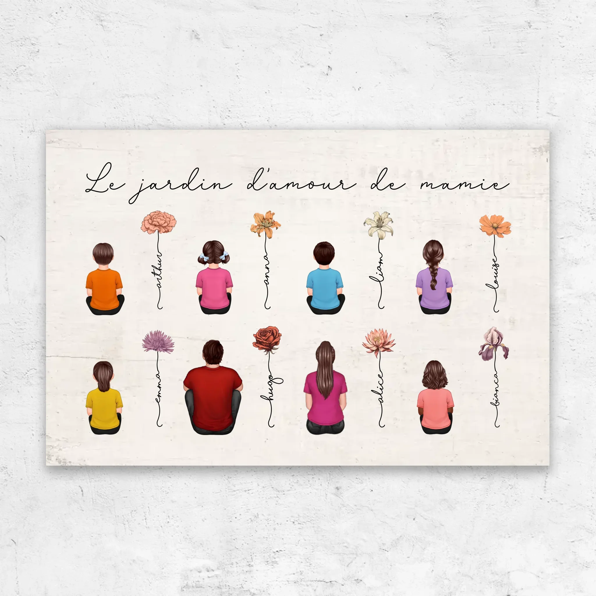 Toile personnalisée – Jardin vintage des fleurs de mois de naissance