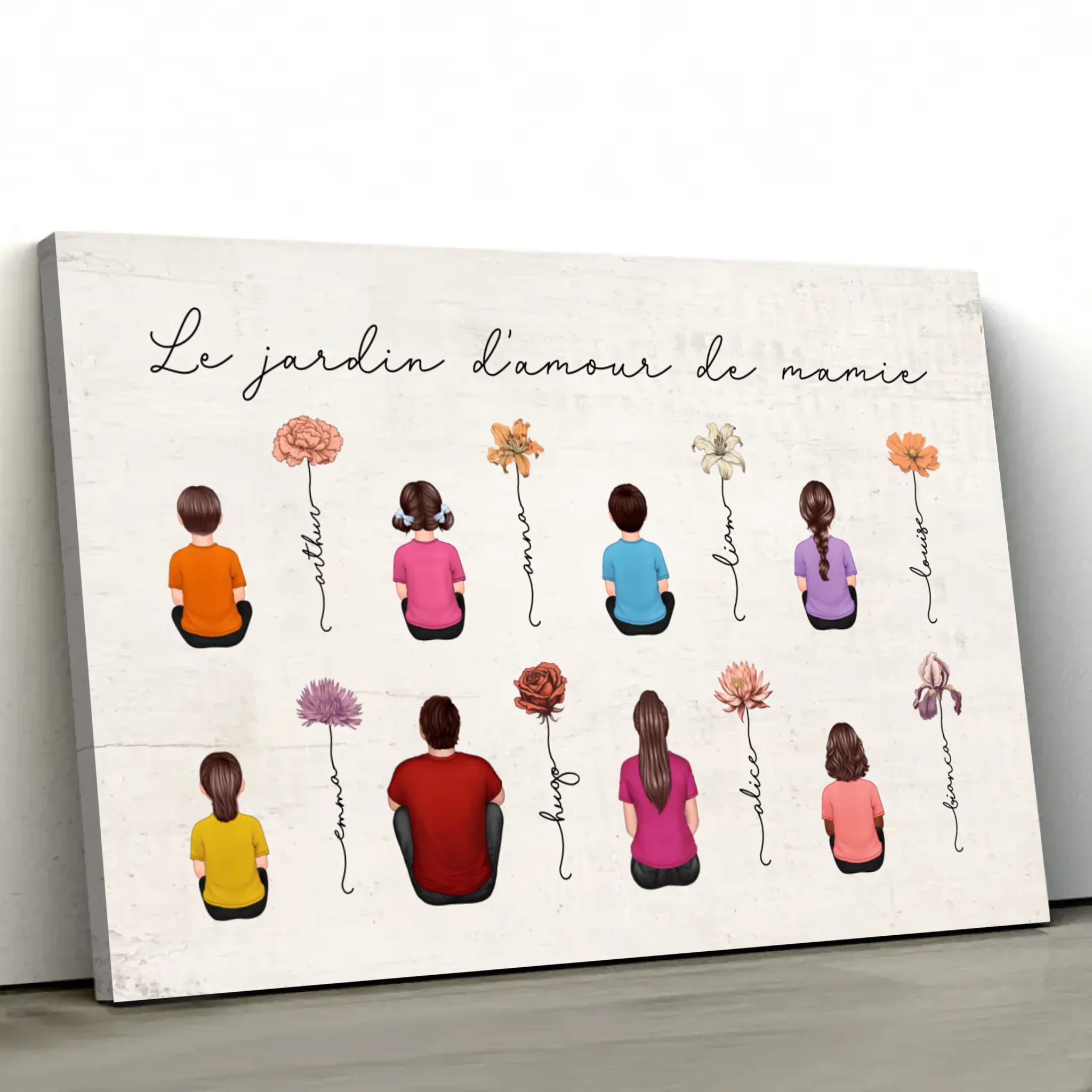 Toile personnalisée – Jardin vintage des fleurs de mois de naissance - Image 2
